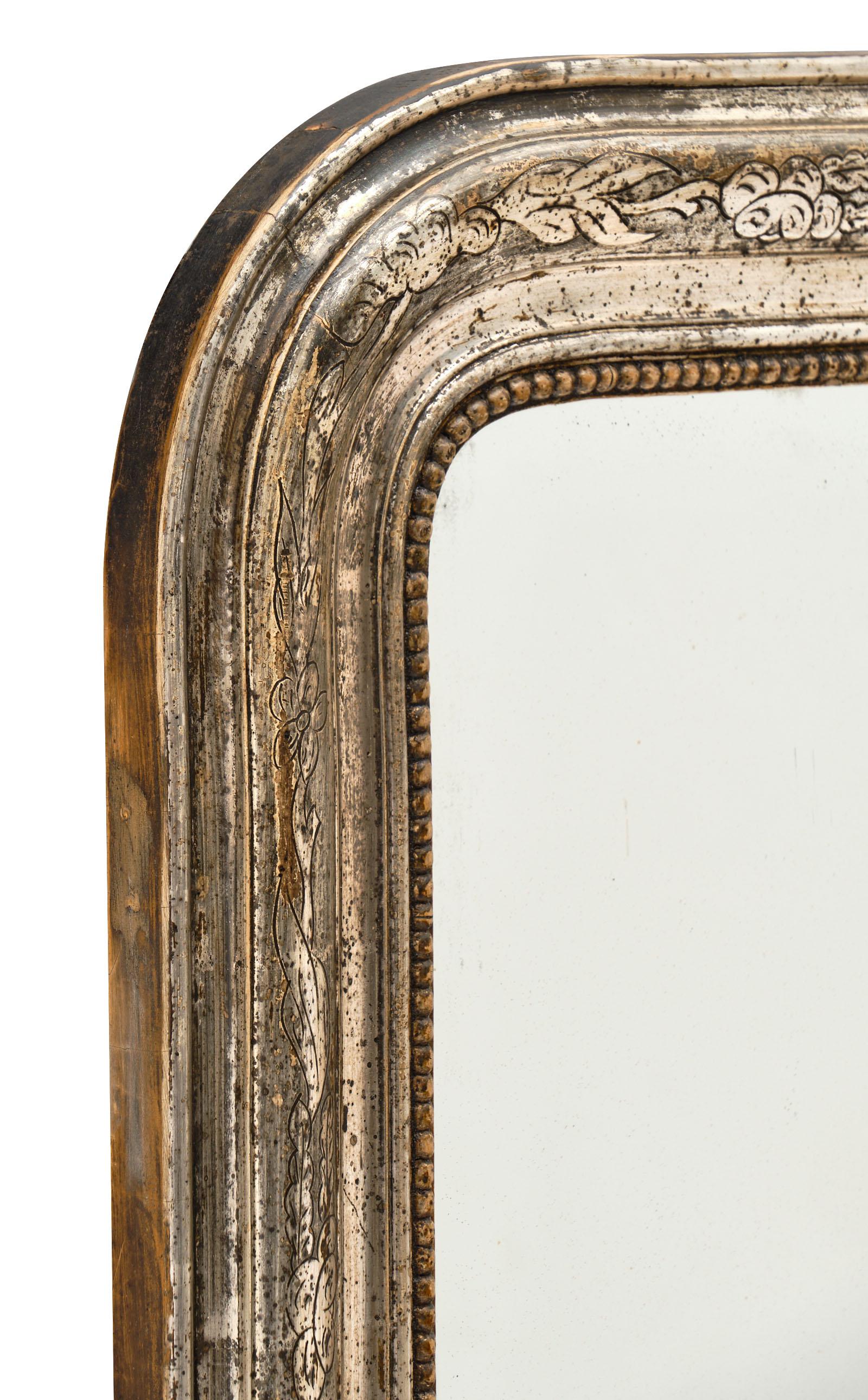 Louis Philippe Period Silver Leaf Mirror 3