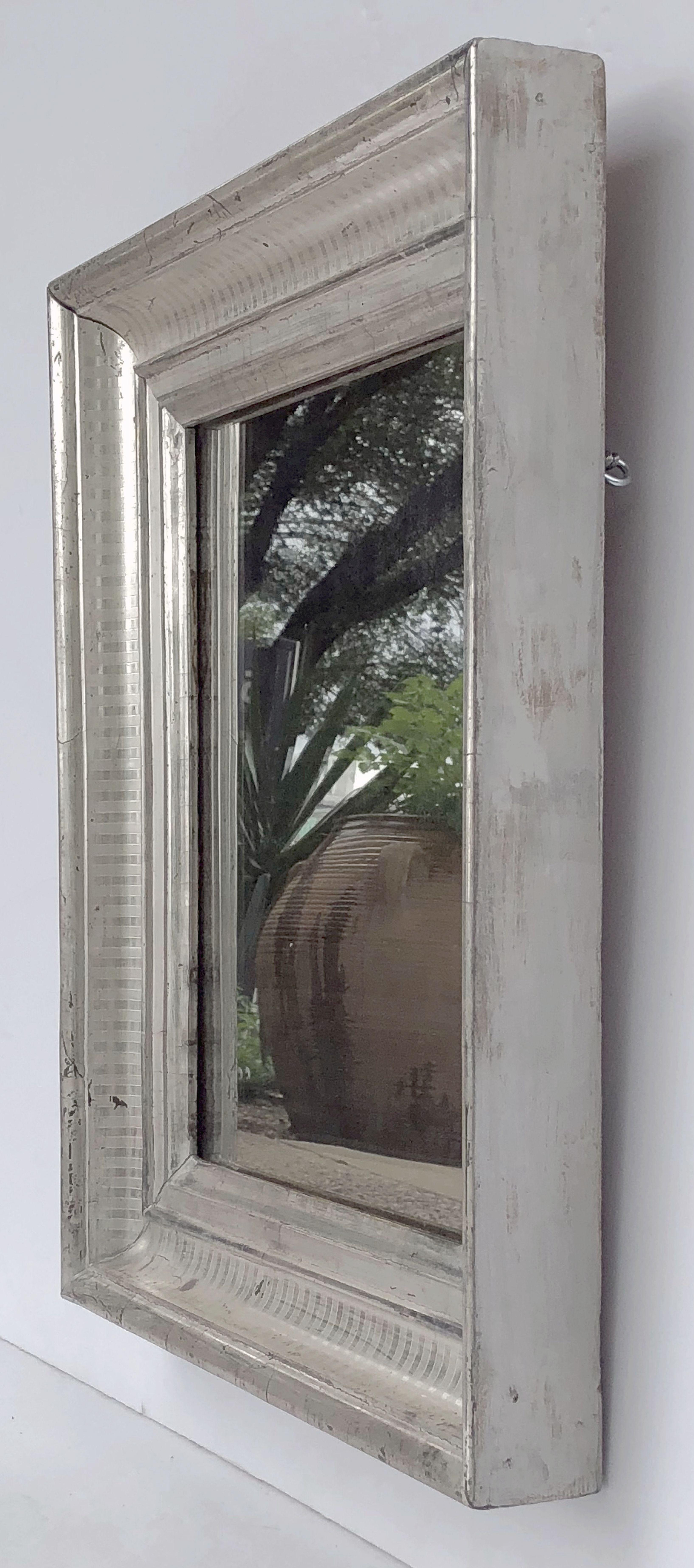 Louis Philippe Rectangular Silver Gilt Wall Mirror (H 22 3/8 x W 19 1/4) In Good Condition In Austin, TX