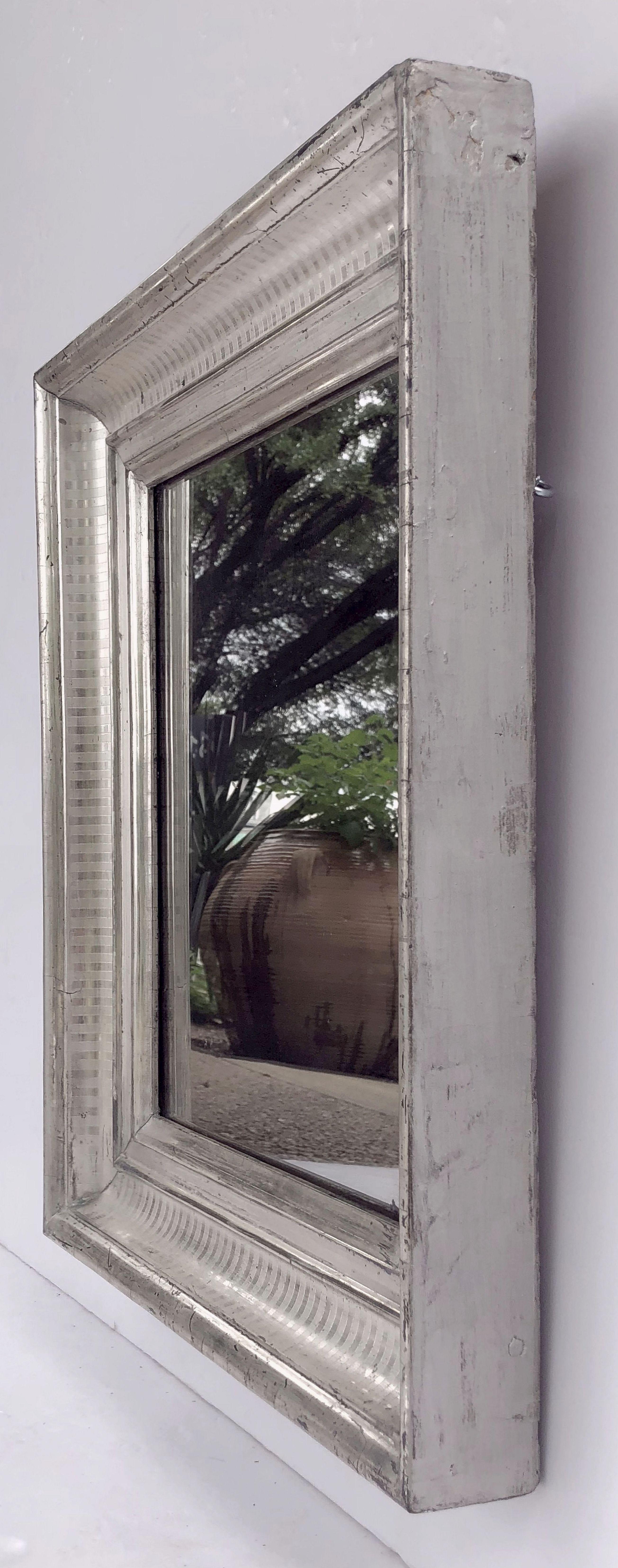 French Louis Philippe Rectangular Silver Gilt Wall Mirror (H 22 3/8 x W 19 1/4)