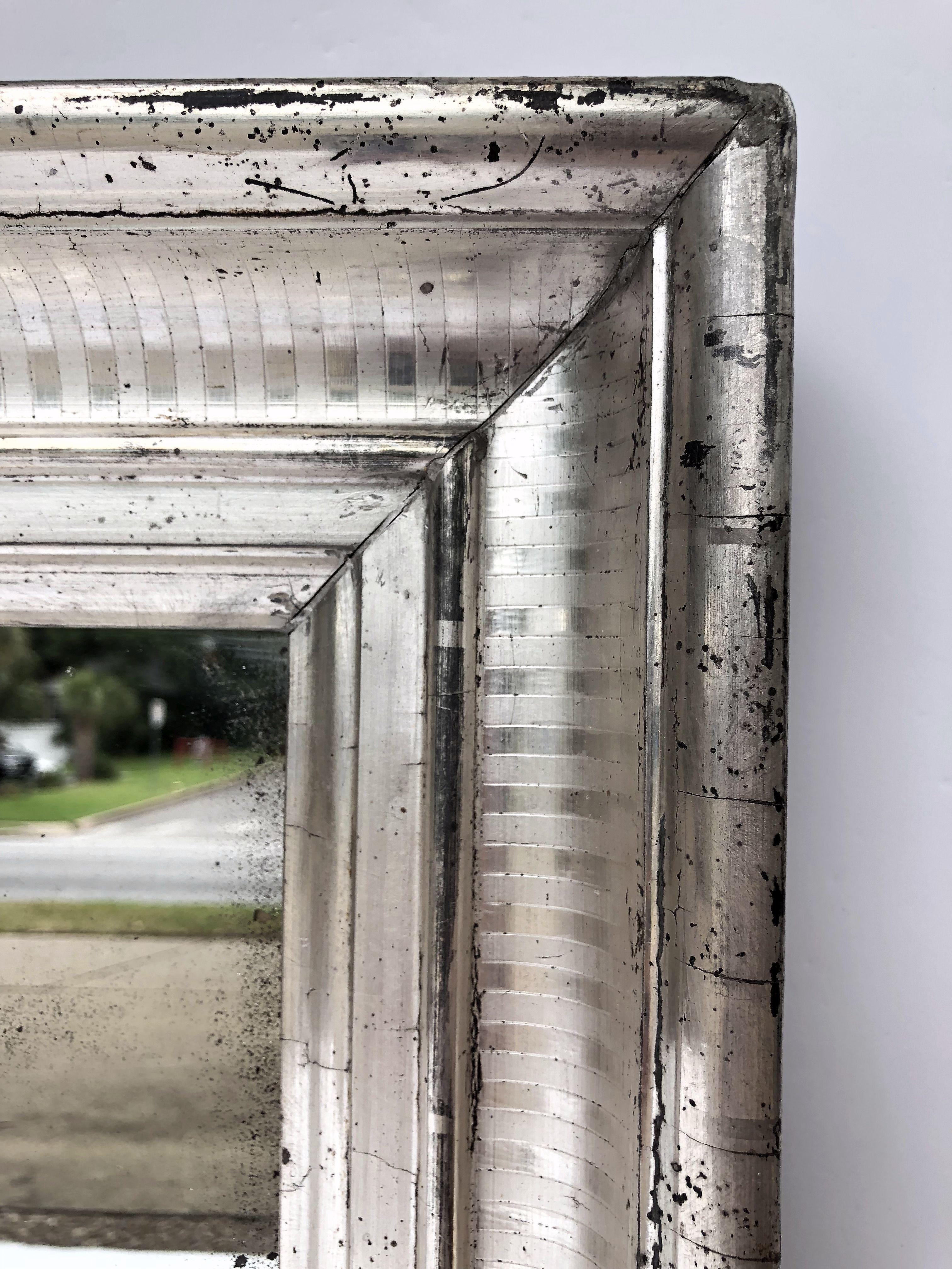 Glass Louis Philippe Rectangular Silver Gilt Wall Mirror (H 22 3/8 x W 19 1/4)