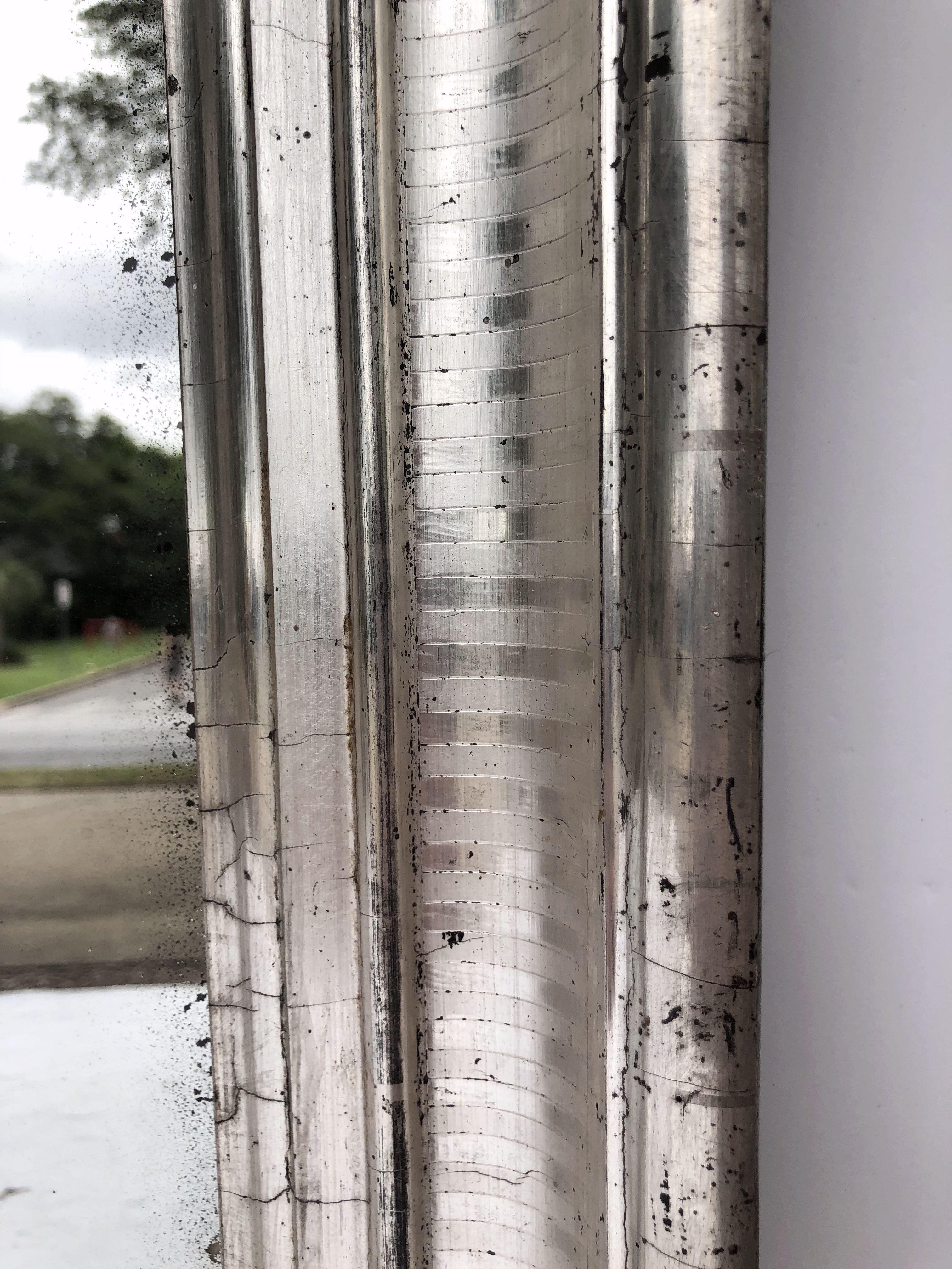 Louis Philippe Rectangular Silver Gilt Wall Mirror (H 22 3/8 x W 19 1/4) 1