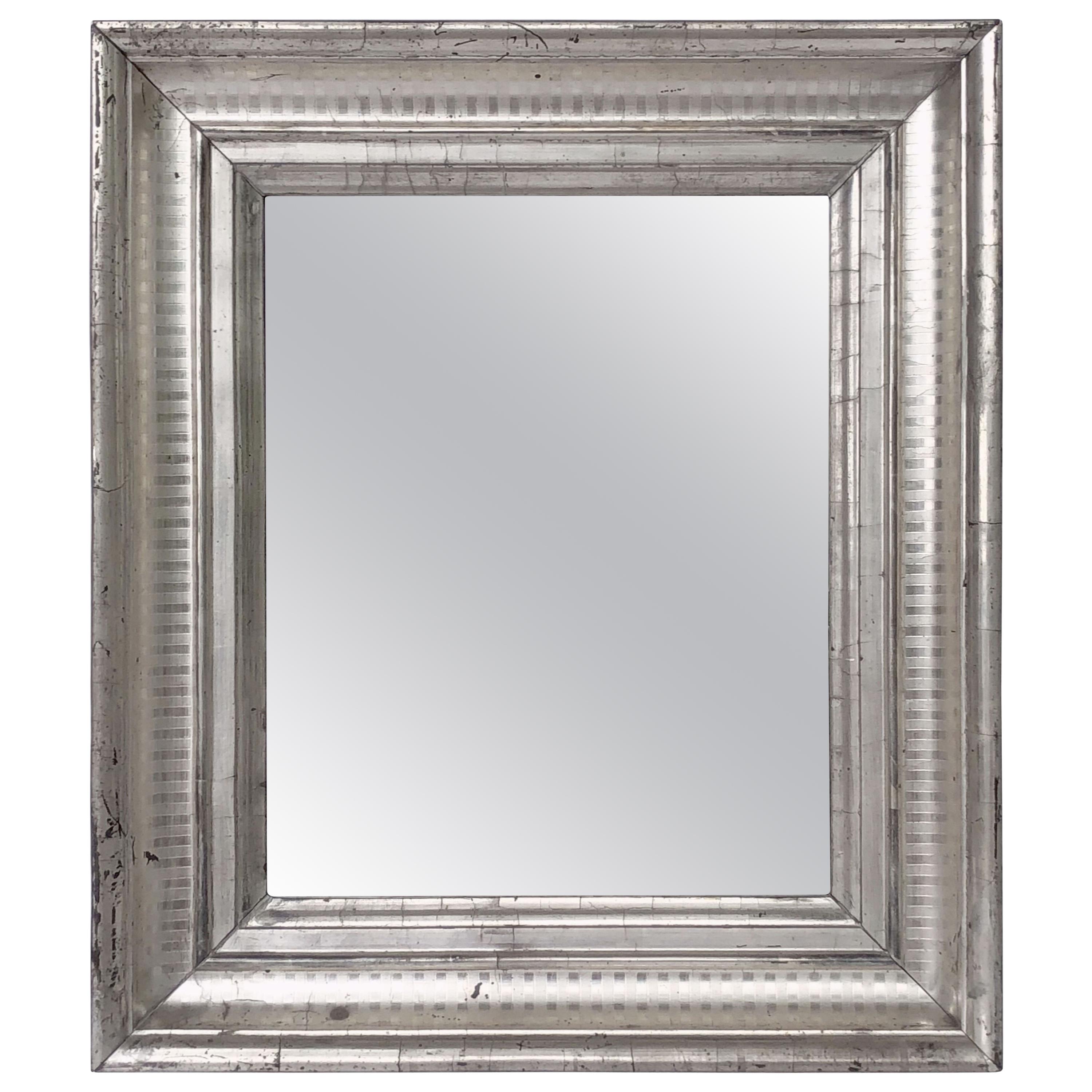 Louis Philippe Rectangular Silver Gilt Wall Mirror (H 22 3/8 x W 19 1/4)