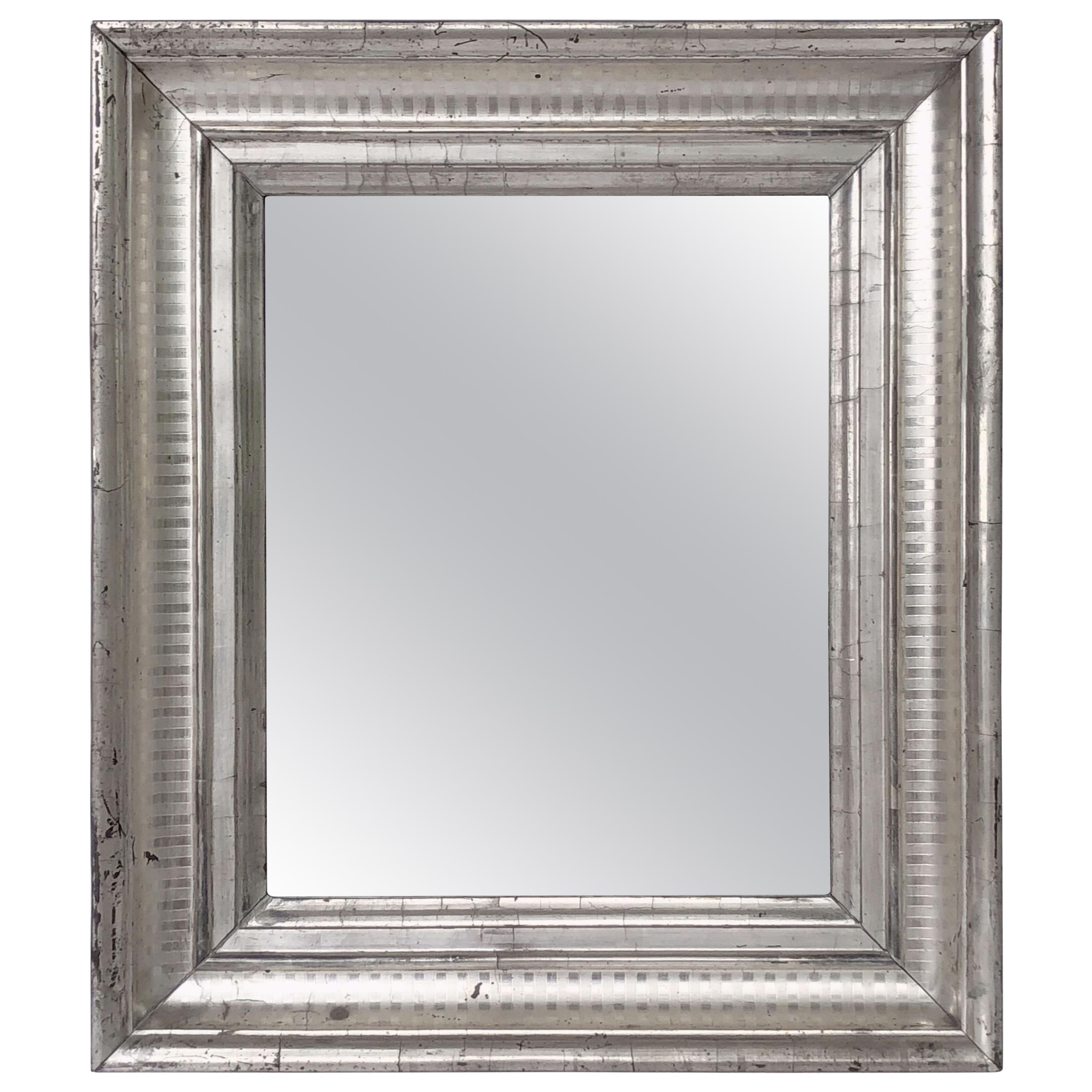 Louis Philippe Rectangular Silver Gilt Wall Mirror (H 22 3/8 x W 19 1/4