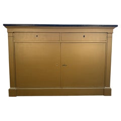 Louis Philippe sideboard with plinths in painted wood and black marble