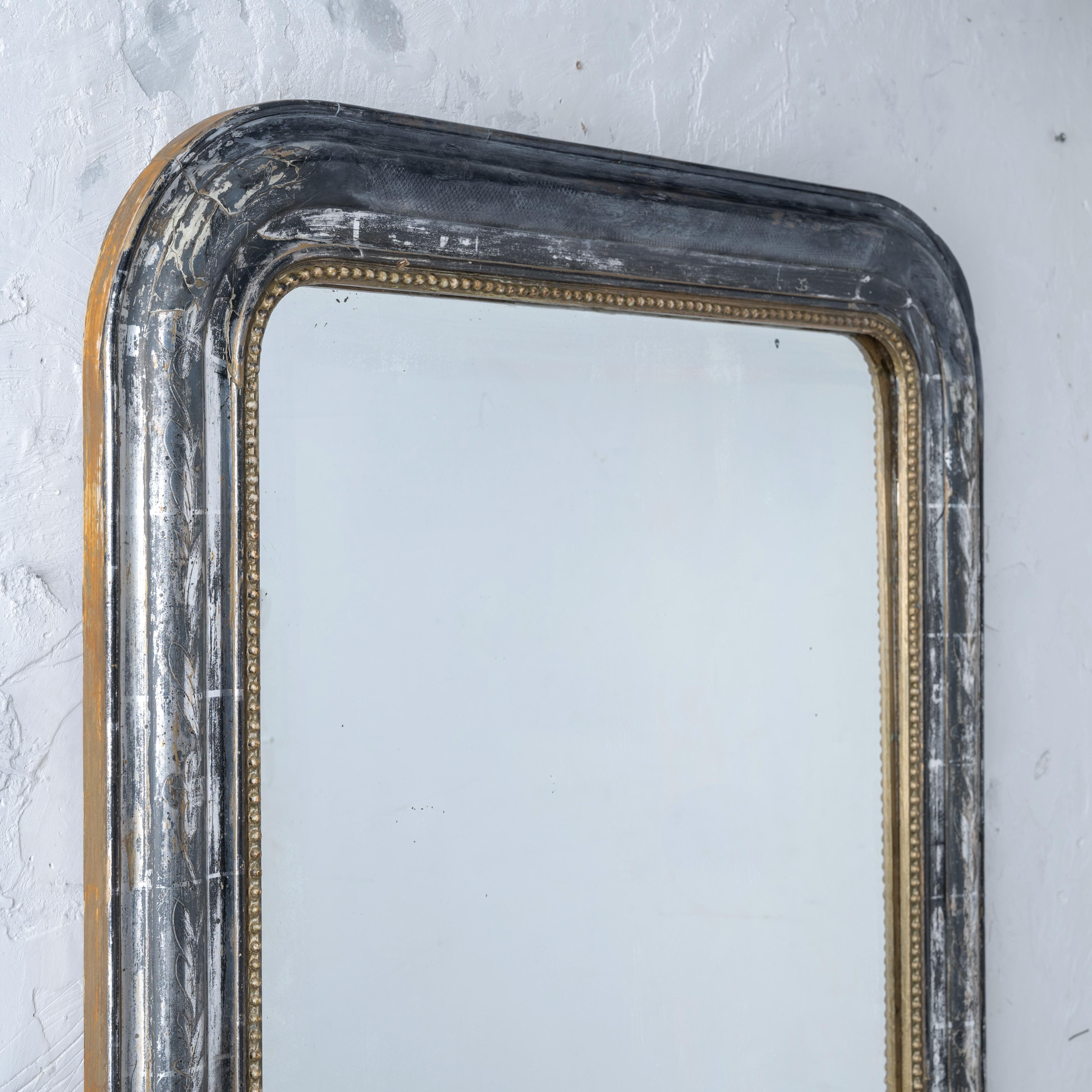 Louis Philippe Silver Gilt Mirror In Good Condition In Savannah, GA