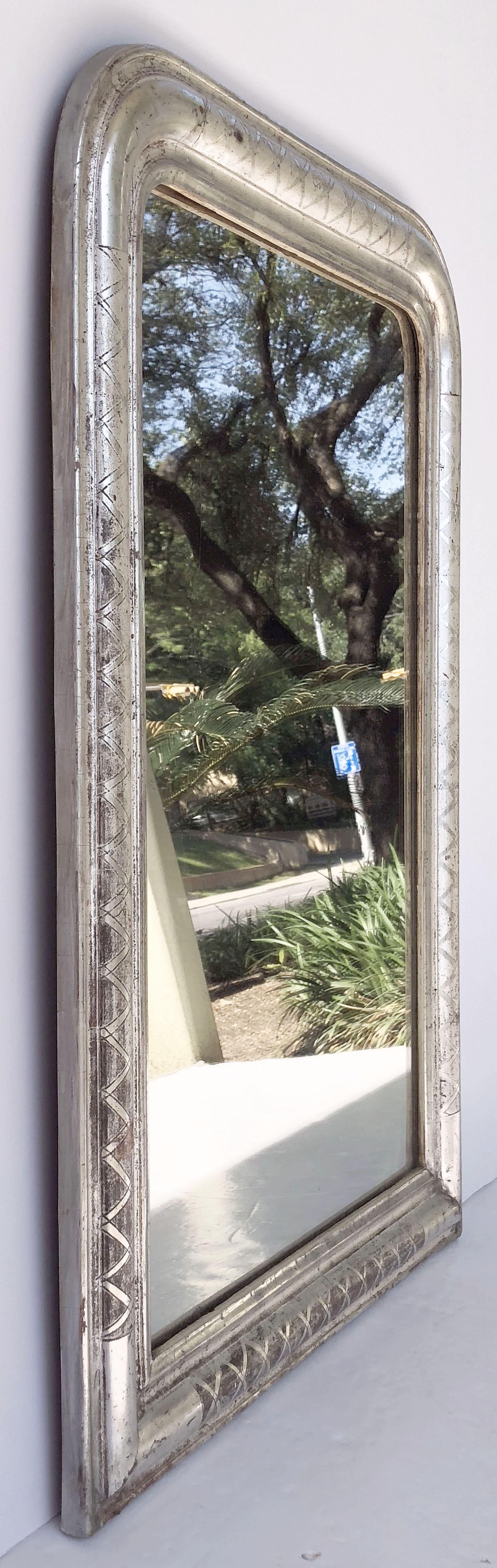 French Louis Philippe Silver Gilt Mirror (H 35 x W 24 3/4)