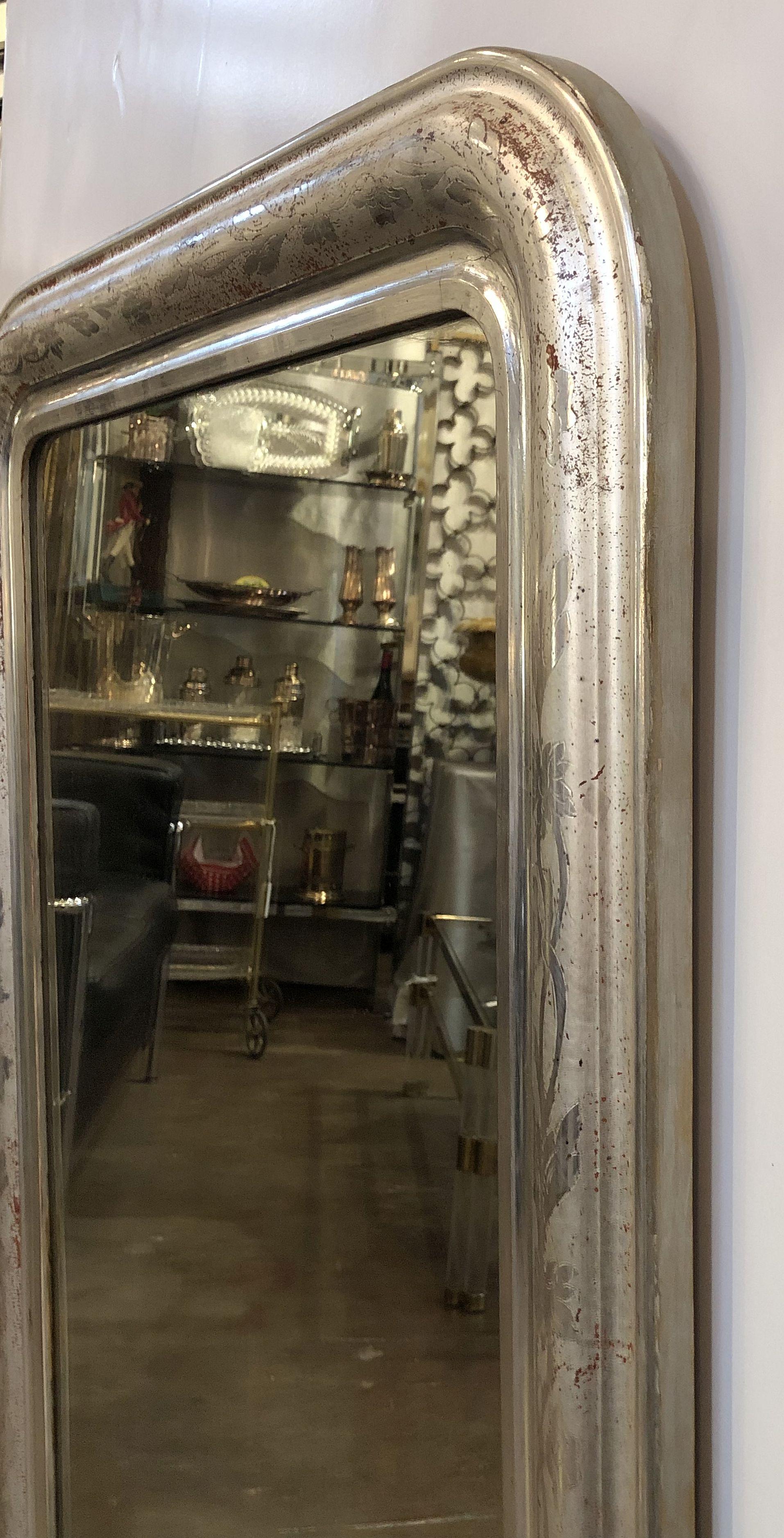Louis Philippe Silver Gilt Mirror (H 43 3/4 x W 29 3/8) 9