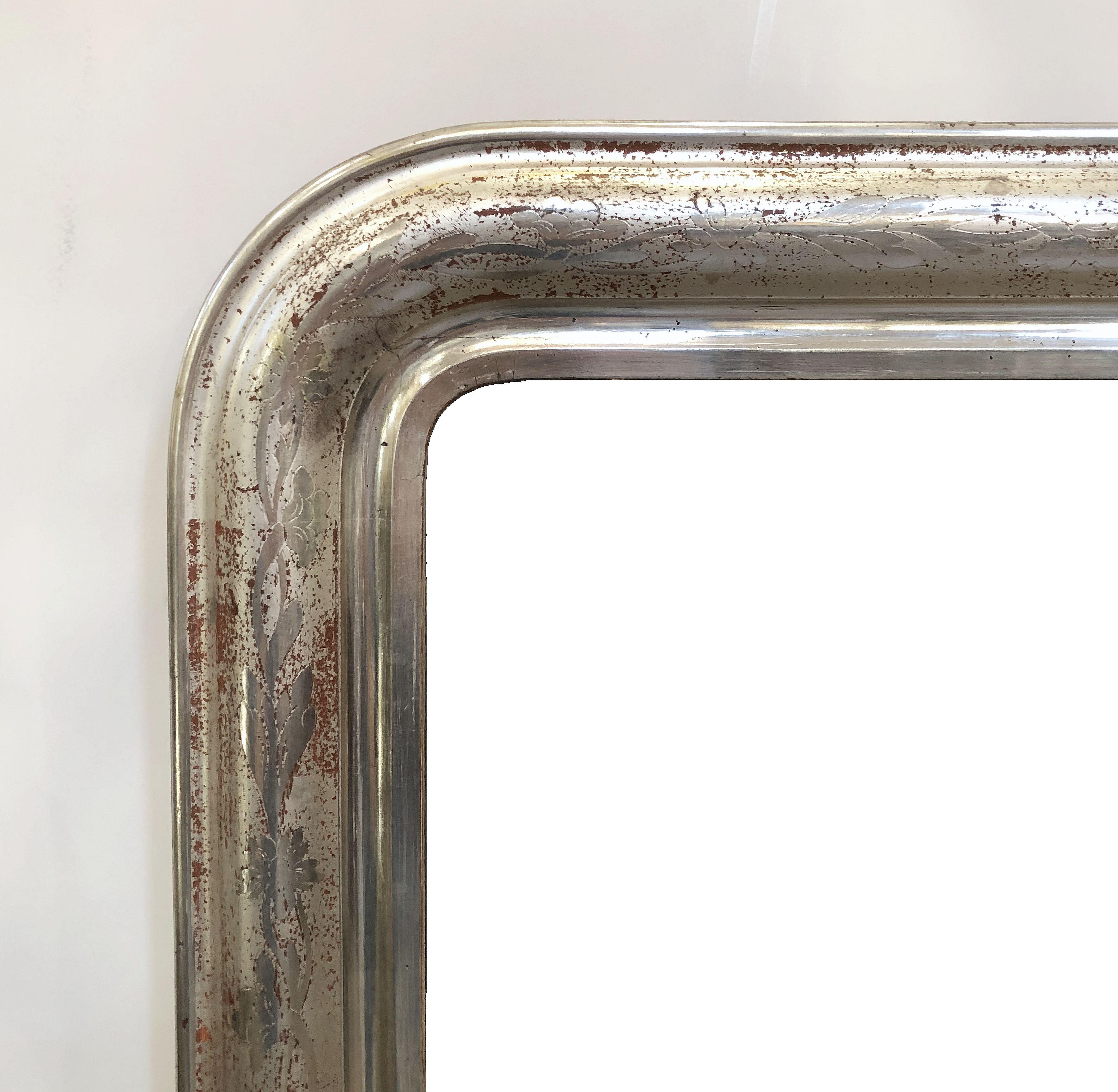 French Louis Philippe Silver Gilt Mirror (H 43 3/4 x W 29 3/8)