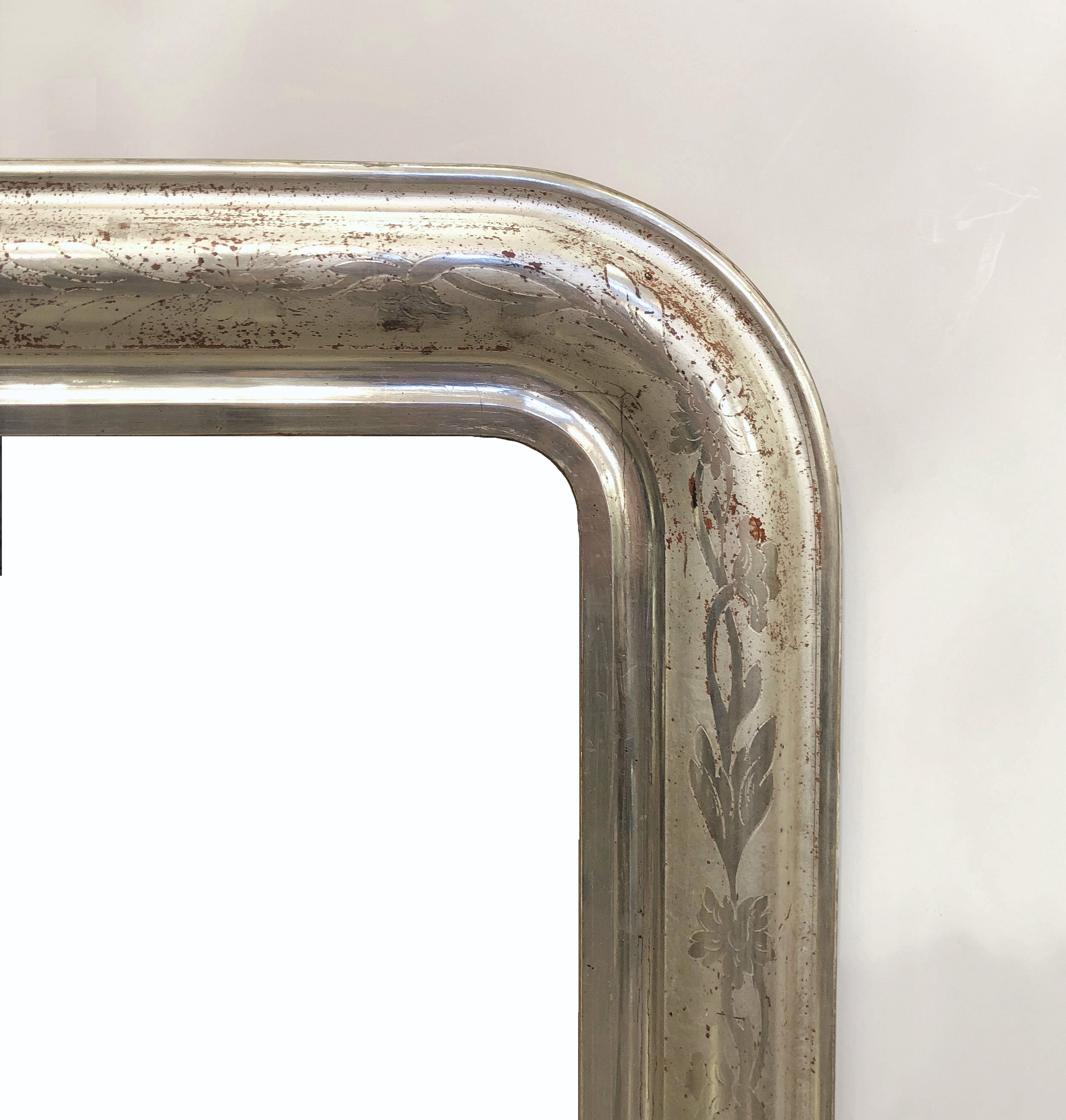 19th Century Louis Philippe Silver Gilt Mirror (H 43 3/4 x W 29 3/8)