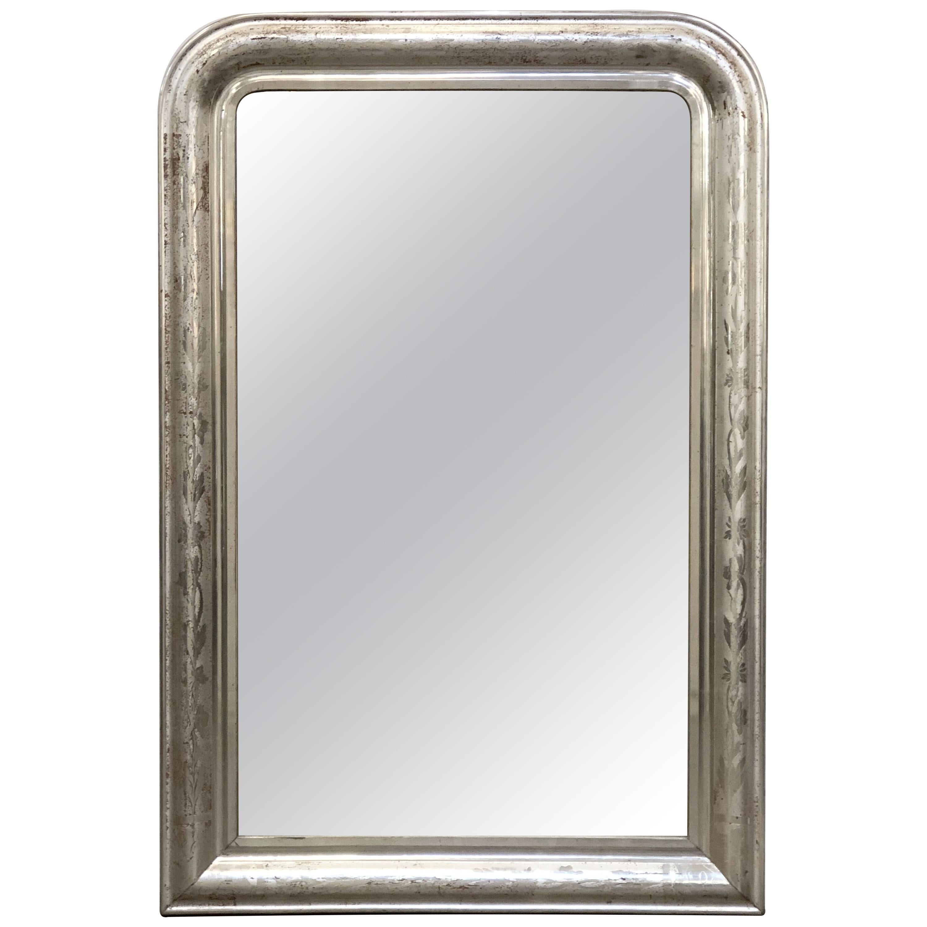 Louis Philippe Silver Gilt Mirror (H 43 3/4 x W 29 3/8)
