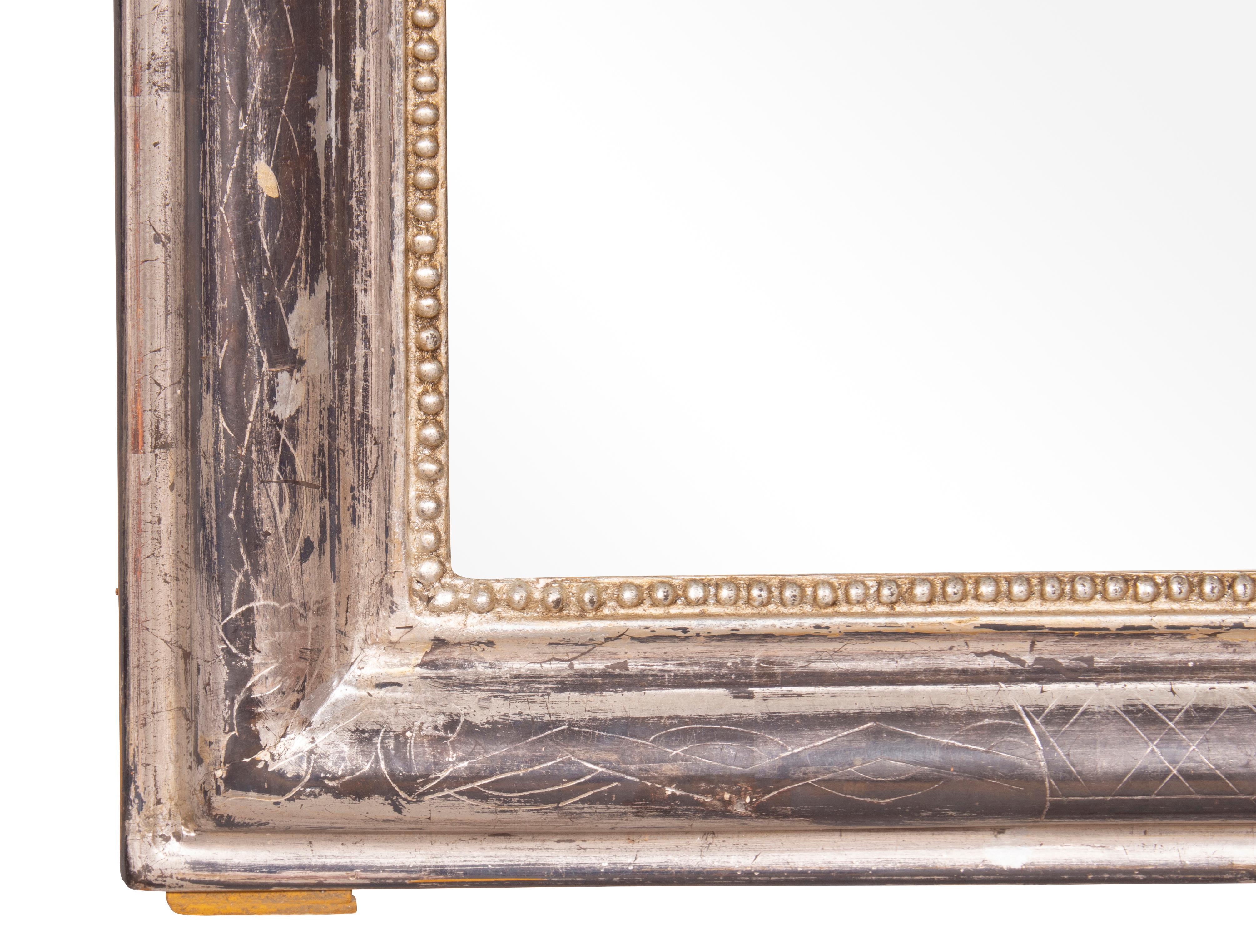 Louis Philippe Silver Gilt Wall Mirror In Good Condition In Essex, MA