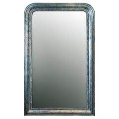 Antique Louis Philippe Silver Leaf Mirror with Greek Key Decoration