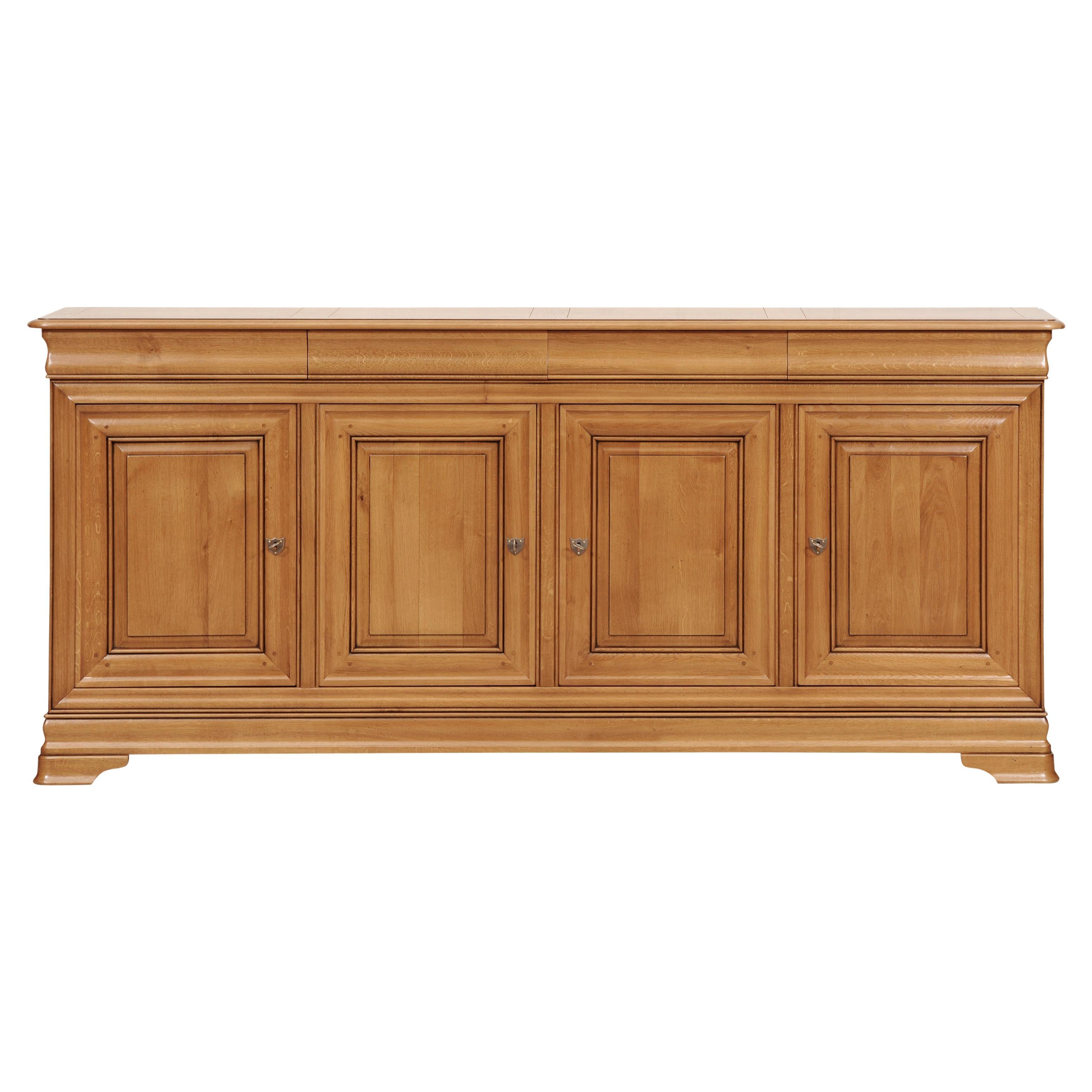 Louis Philippe Style 4 Doors Sideboard in Oak, 100% made in France  For Sale