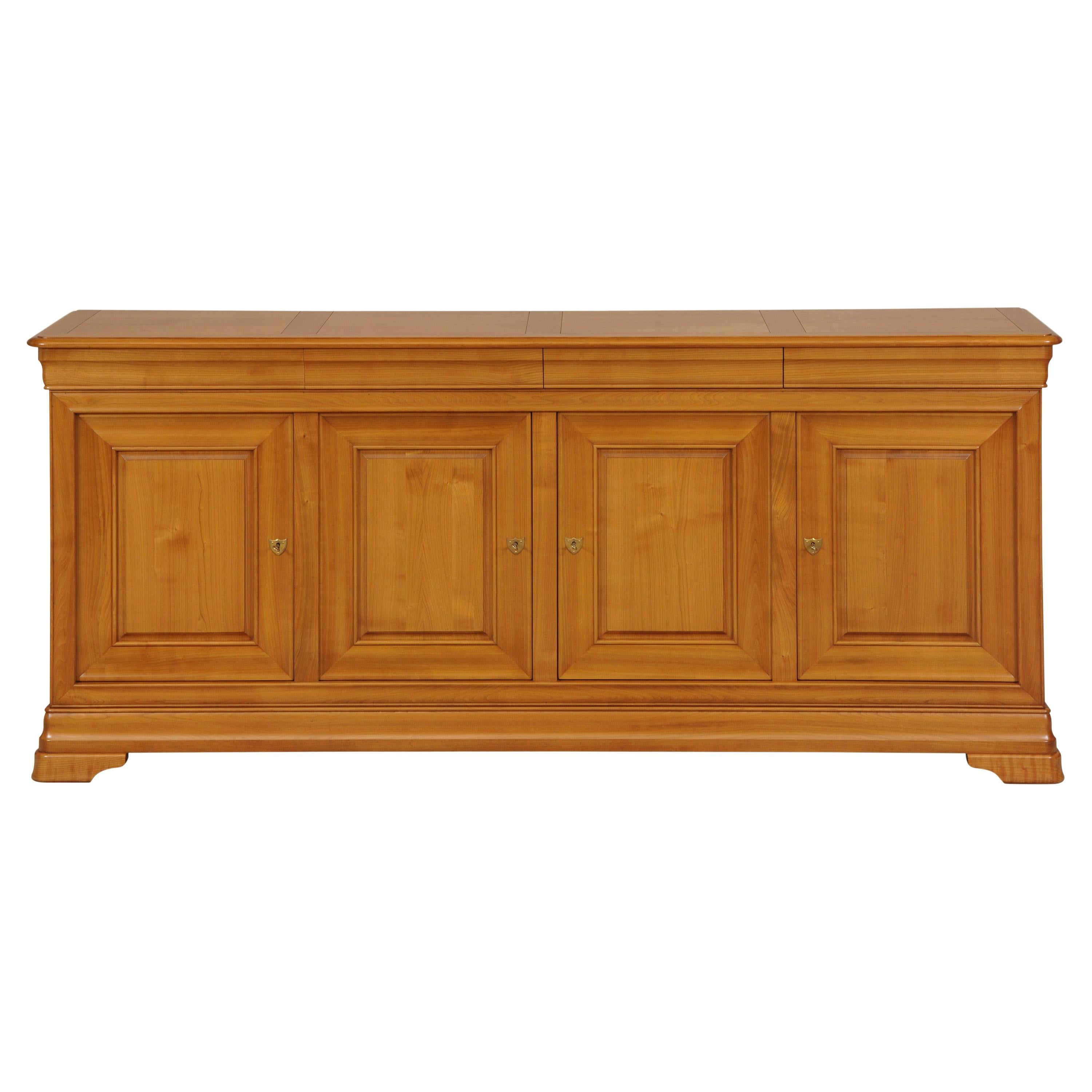 Louis Philippe Style 4 Doors Sideboard in solid Cherry, 100% made in France