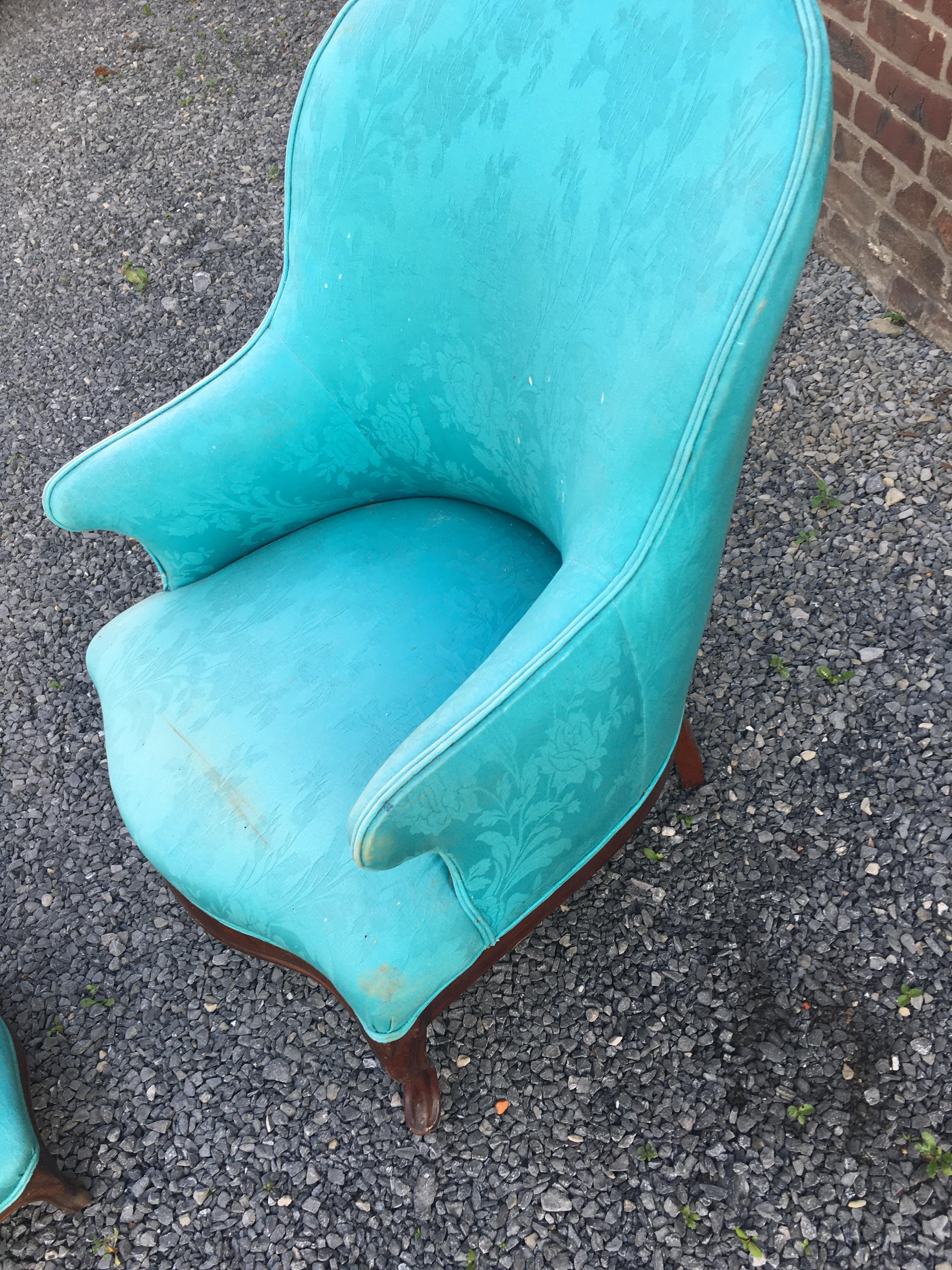 Louis Philippe Style Armchair and Footrest, circa 1930/1950 For Sale 3