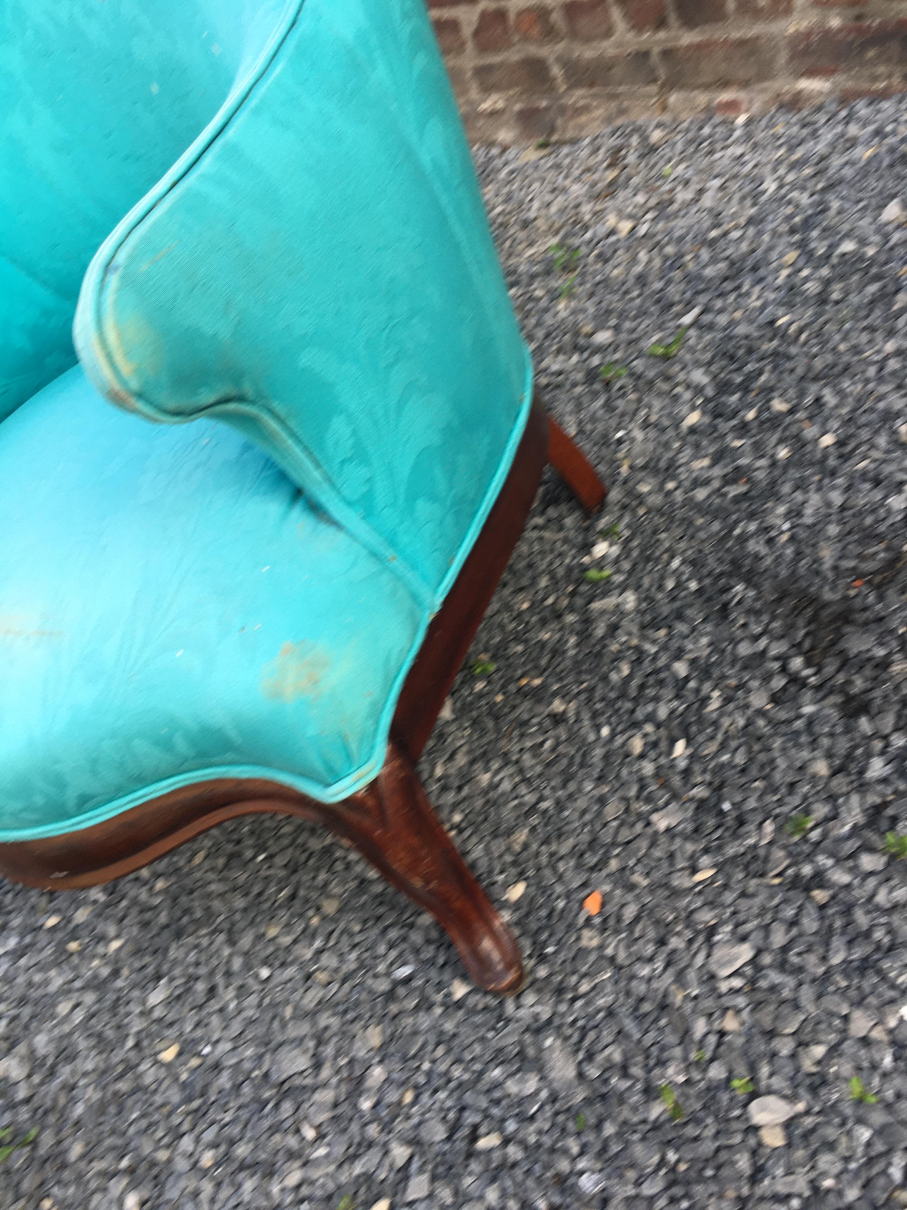 Louis Philippe Style Armchair and Footrest, circa 1930/1950 For Sale 2