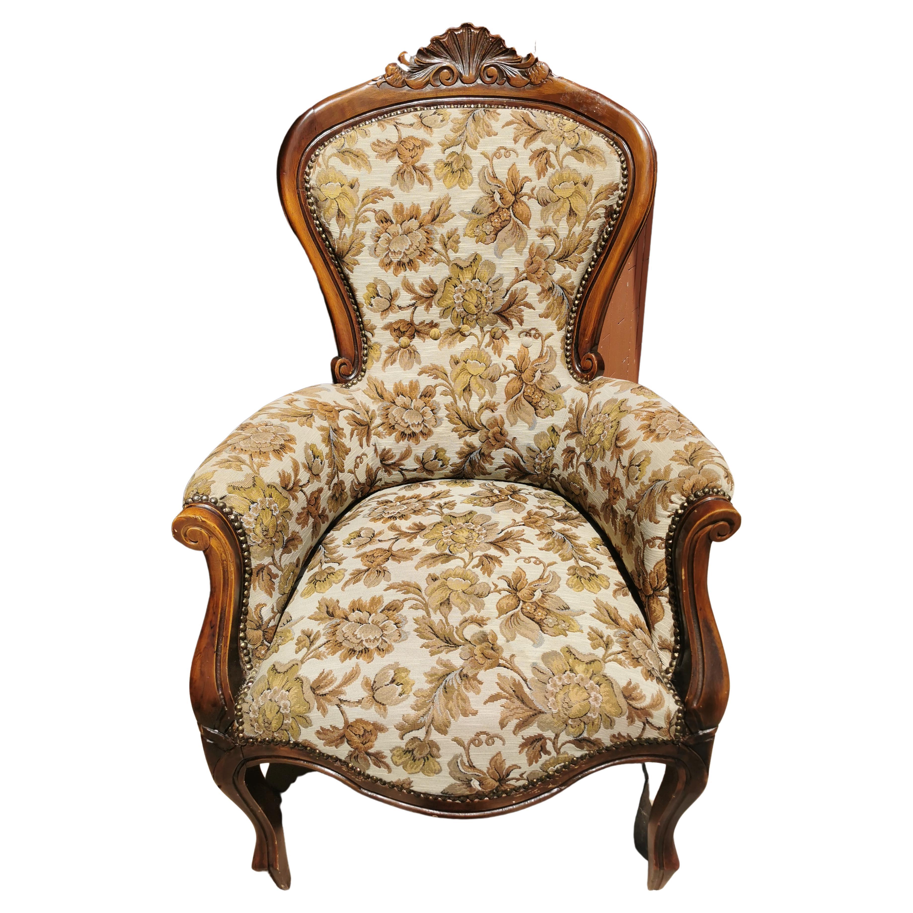 Louis Philippe style armchair, Early XX. Century Italy, flower motifs armchair 
In very good condition, no need any restorations
Beautiful italian armchair
Tthis chair can be used in saloons, living room chair, lounge chair or as club
