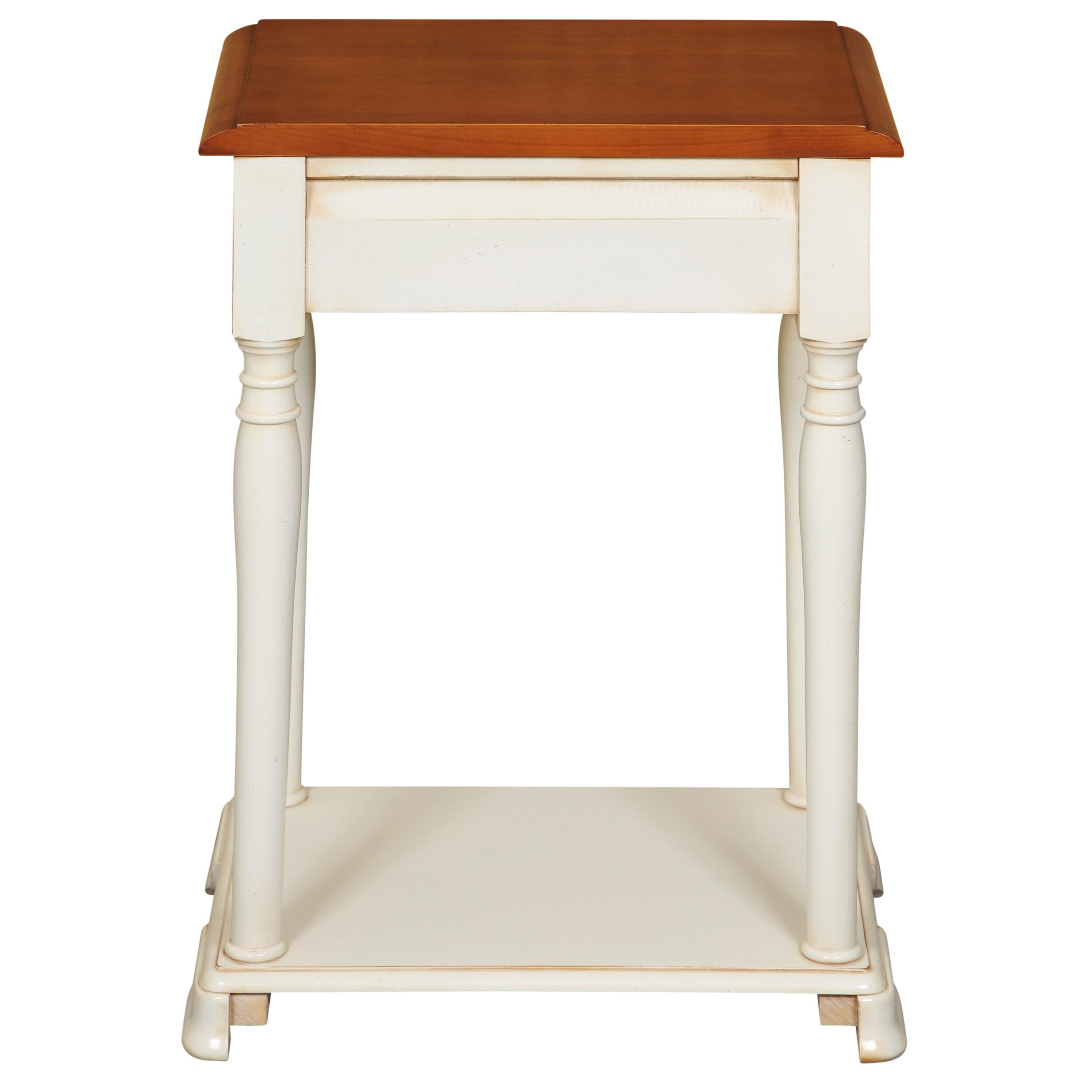 Louis Philippe Style Bedside Table, Blond Cherry and White, Cream Lacquered For Sale 3