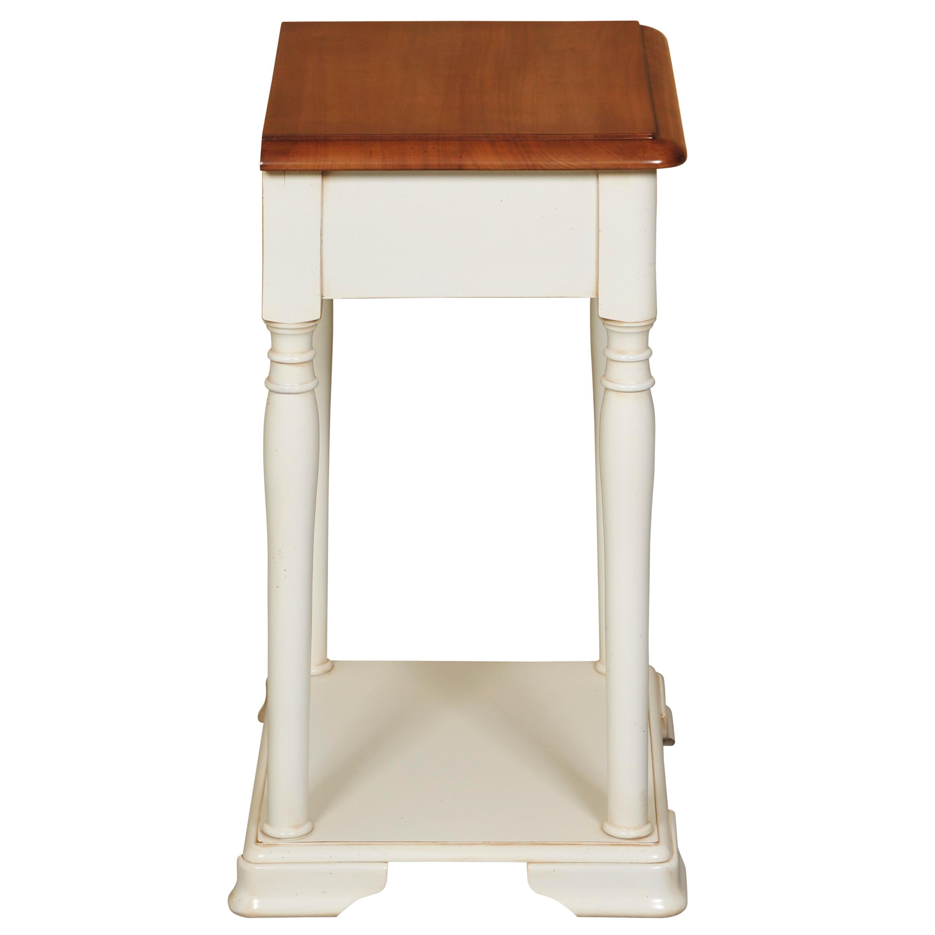 Louis Philippe Style Bedside Table, Blond Cherry and White, Cream Lacquered For Sale 4