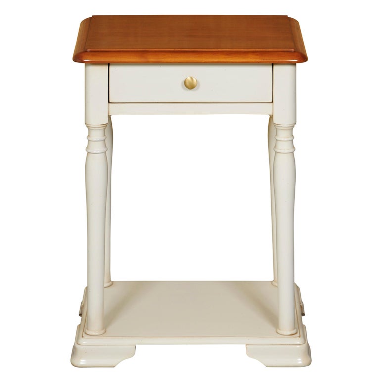 Louis Philippe Style Bedside Table, Blond Cherry and White, Cream Lacquered  For Sale at 1stDibs