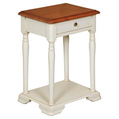 Louis Philippe Style Bedside Table, Blond Cherry and White, Cream Lacquered