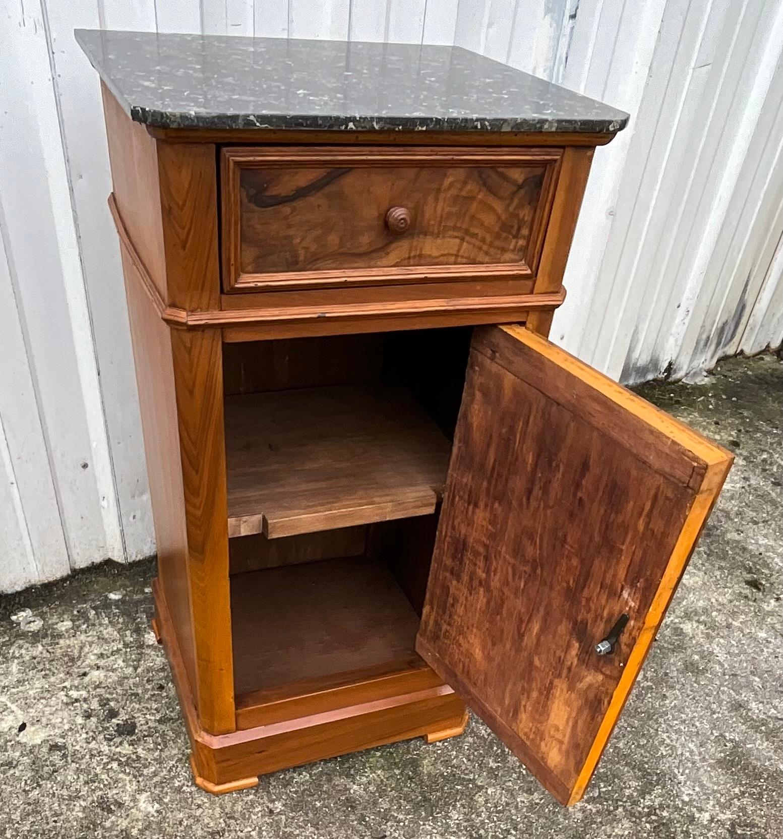 Louis Philippe Style Bedside Table In Burl Walnut Late 19th Century 6