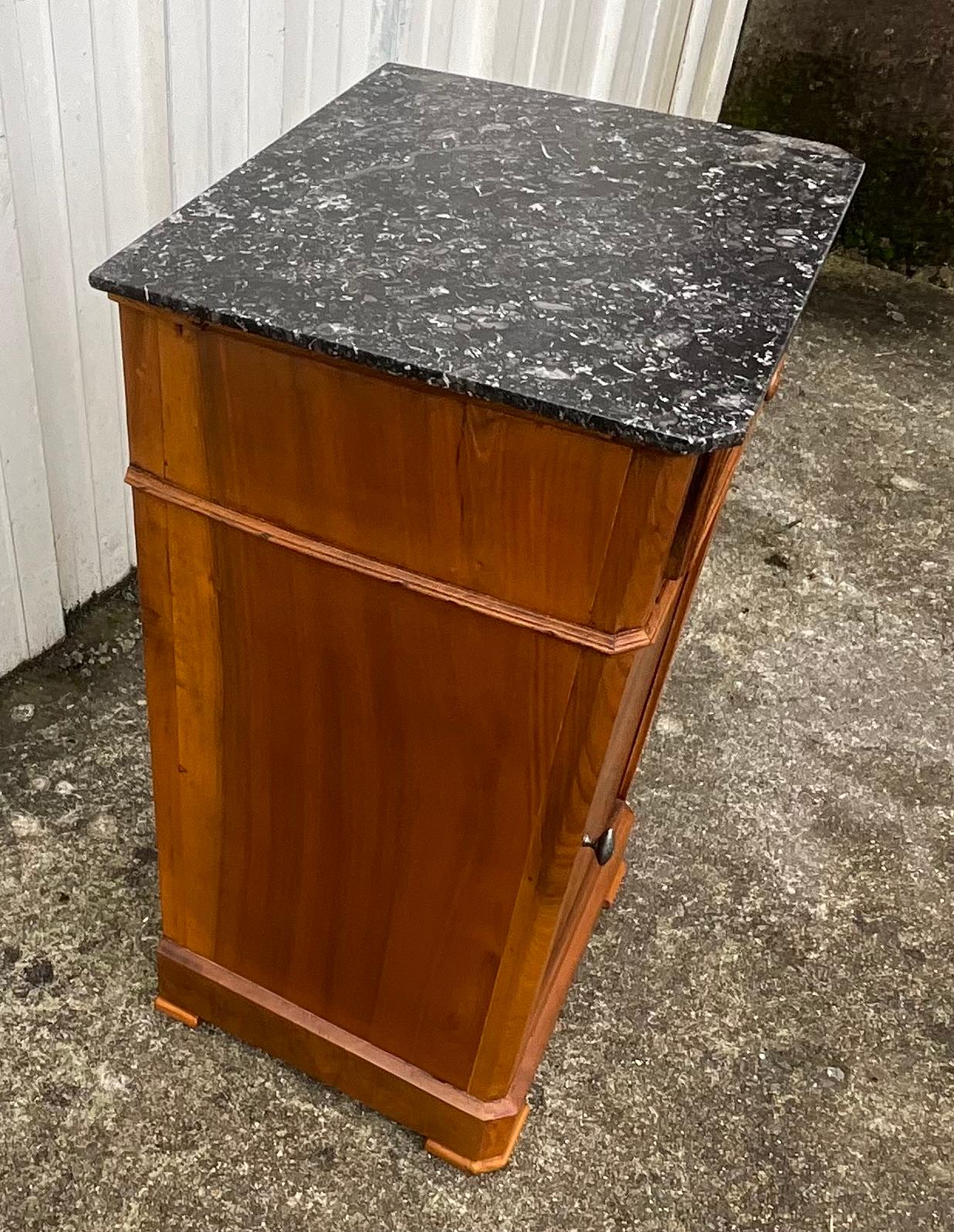 Louis Philippe Style Bedside Table In Burl Walnut Late 19th Century 7