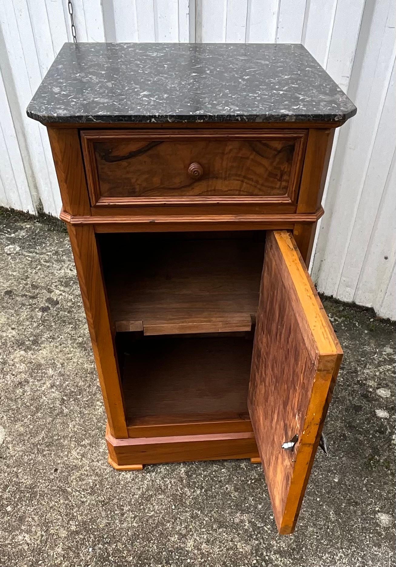 Louis Philippe Style Bedside Table In Burl Walnut Late 19th Century 9
