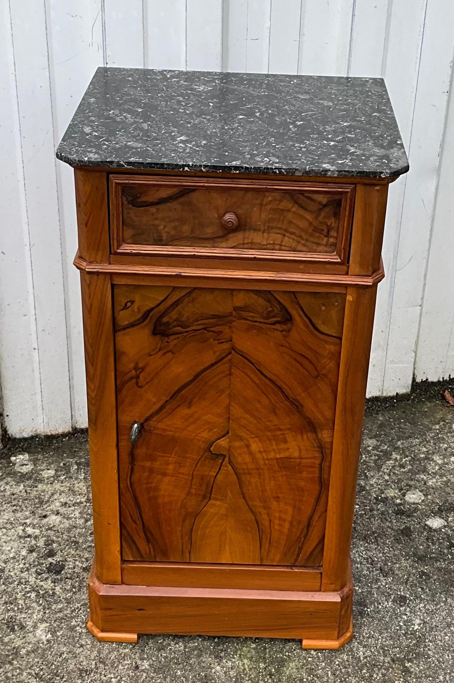 Louis Philippe Style Bedside Table In Burl Walnut Late 19th Century 1