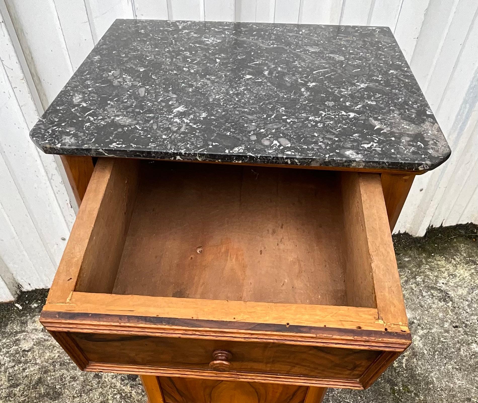Louis Philippe Style Bedside Table In Burl Walnut Late 19th Century 3