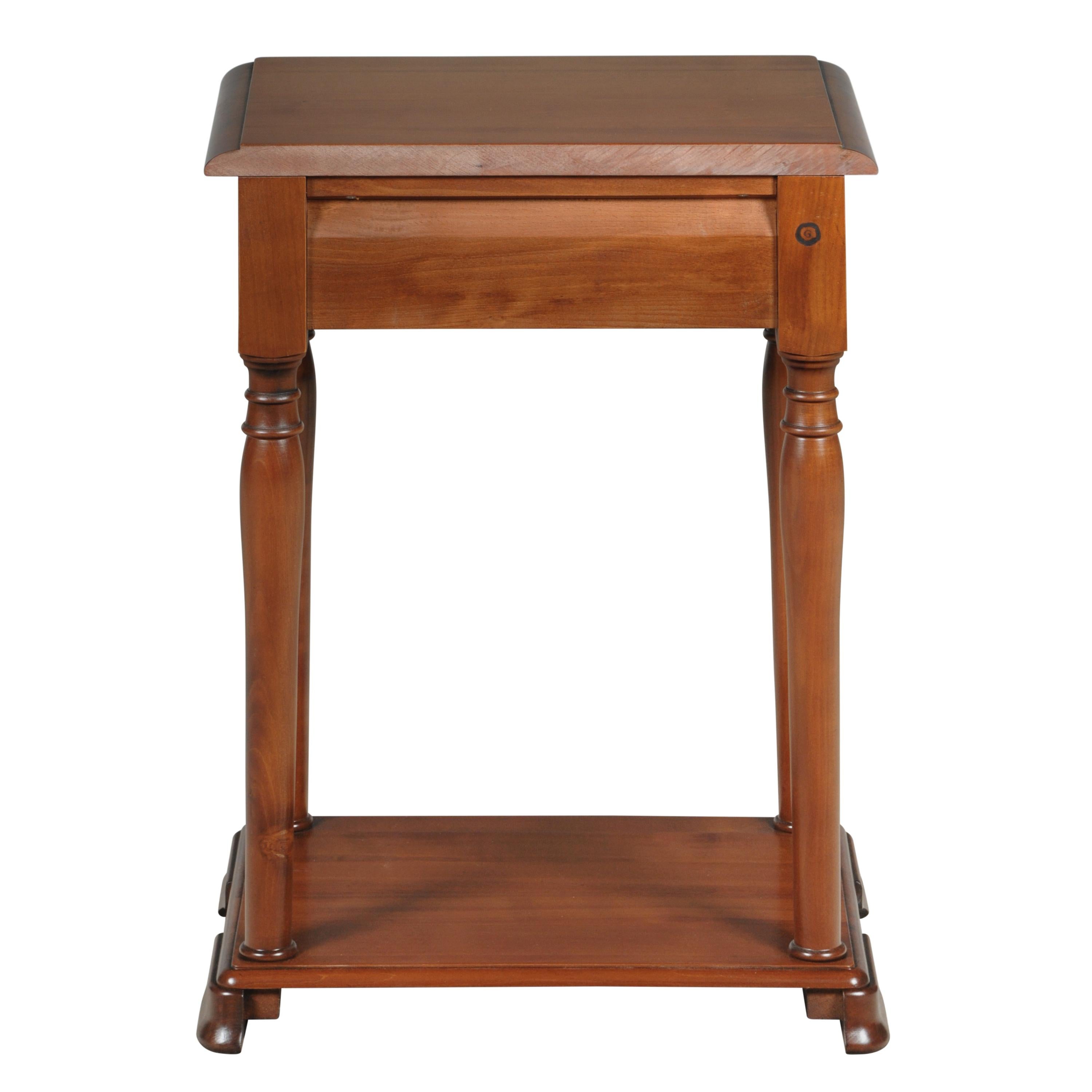 Contemporary Louis Philippe Style Bedside Table with turned feet in solid cherry For Sale
