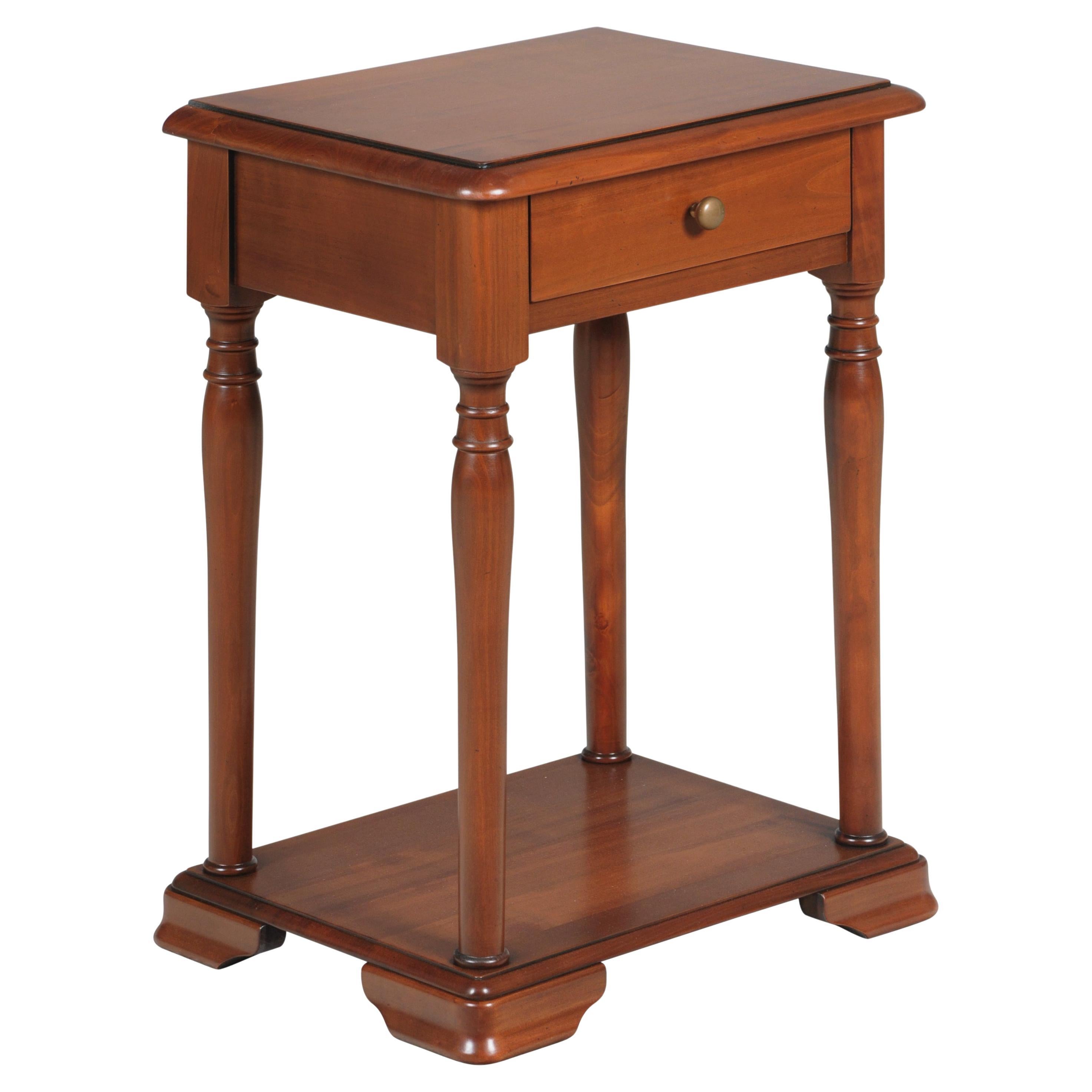 Louis Philippe Style Bedside Table with turned feet in solid cherry For Sale