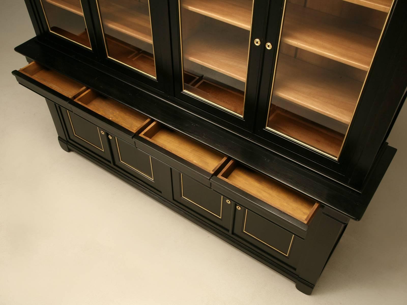 Contemporary Louis Philippe Style Bookcase Hand-Made in Chicago , Ebonized Mahogany Any Size For Sale