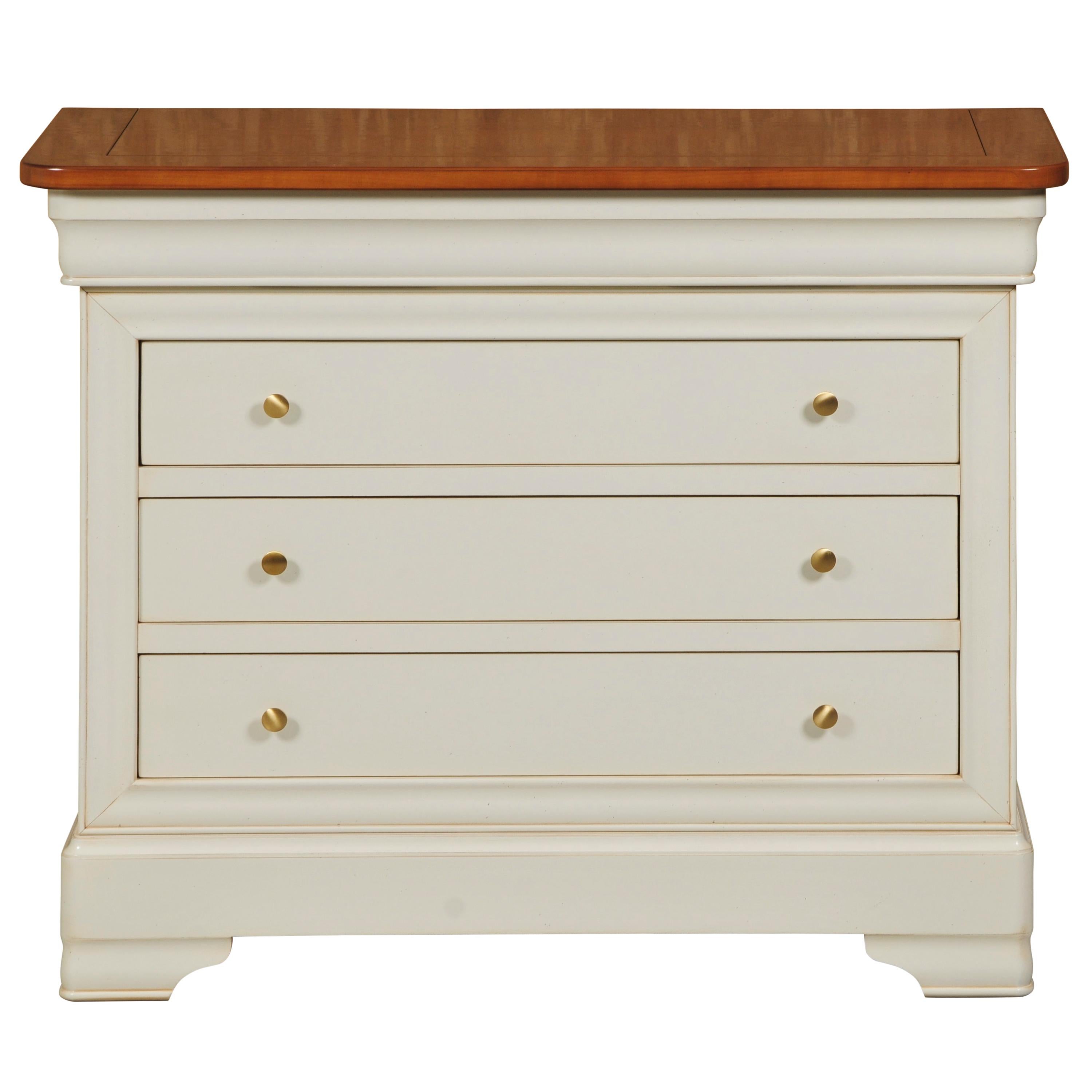Contemporary Louis Philippe Style Chest of 4 Drawers in Blond Cherry and White-Cream Finish For Sale