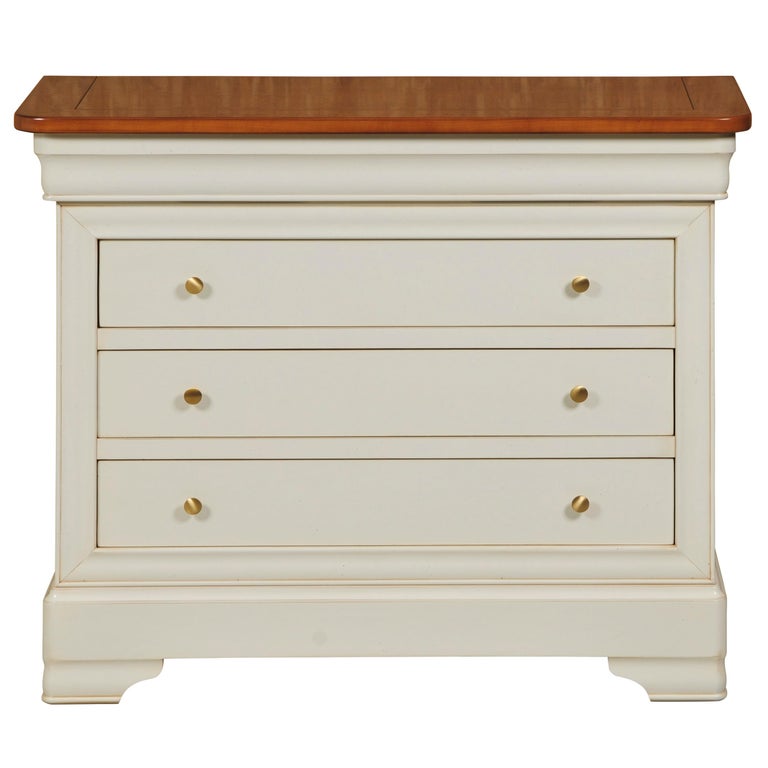 Chambre Louis Philippe En Merisier Massif – Lot 3 Pièces : Lit, Commode, Table De Chevet