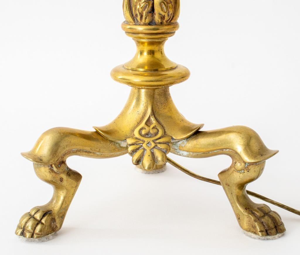 Louis Philippe Style Gilded Brass Column Lamp In Good Condition For Sale In New York, NY