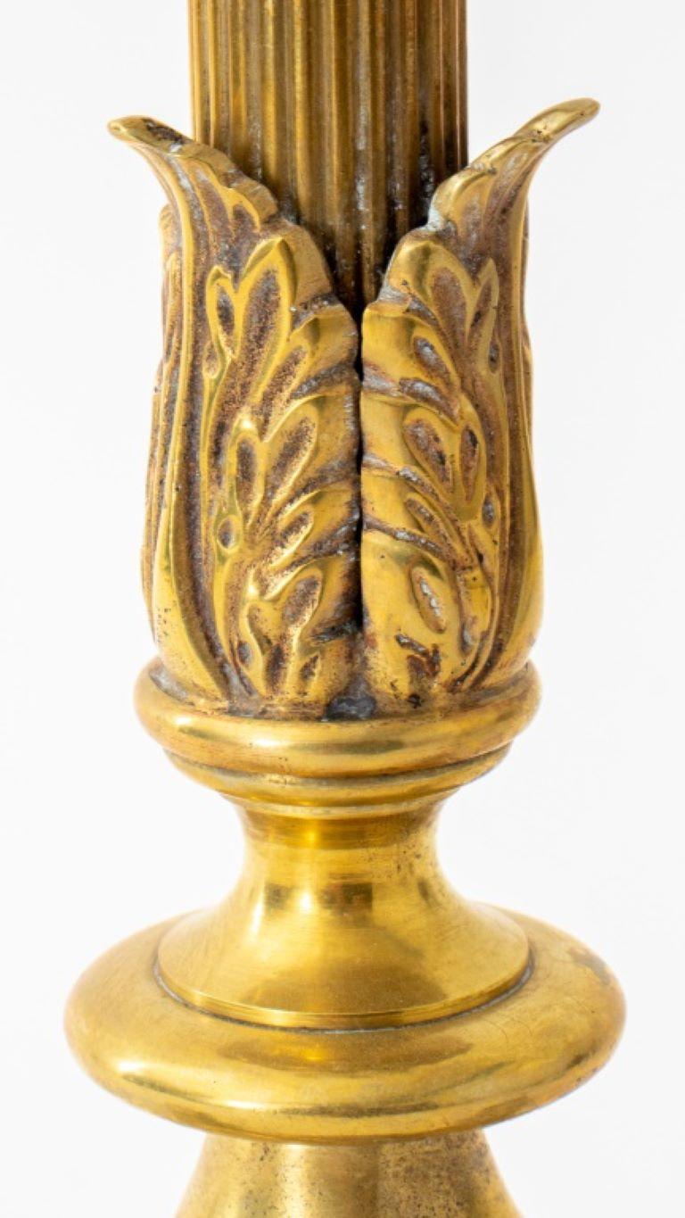 Louis Philippe Style Gilded Brass Column Lamp For Sale 1