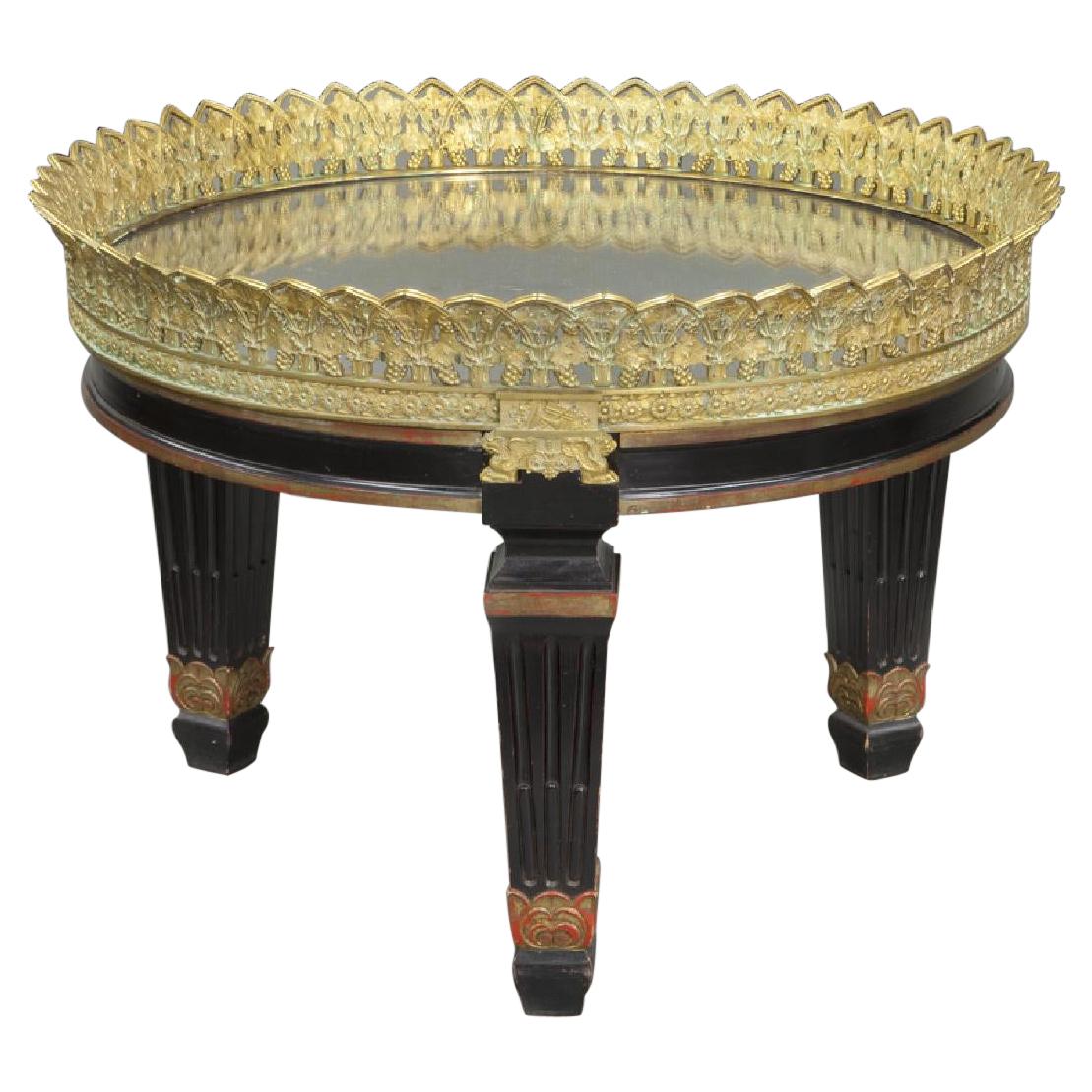 Louis Philippe Style Gilt-Bronze Mirrored Coffee Table For Sale