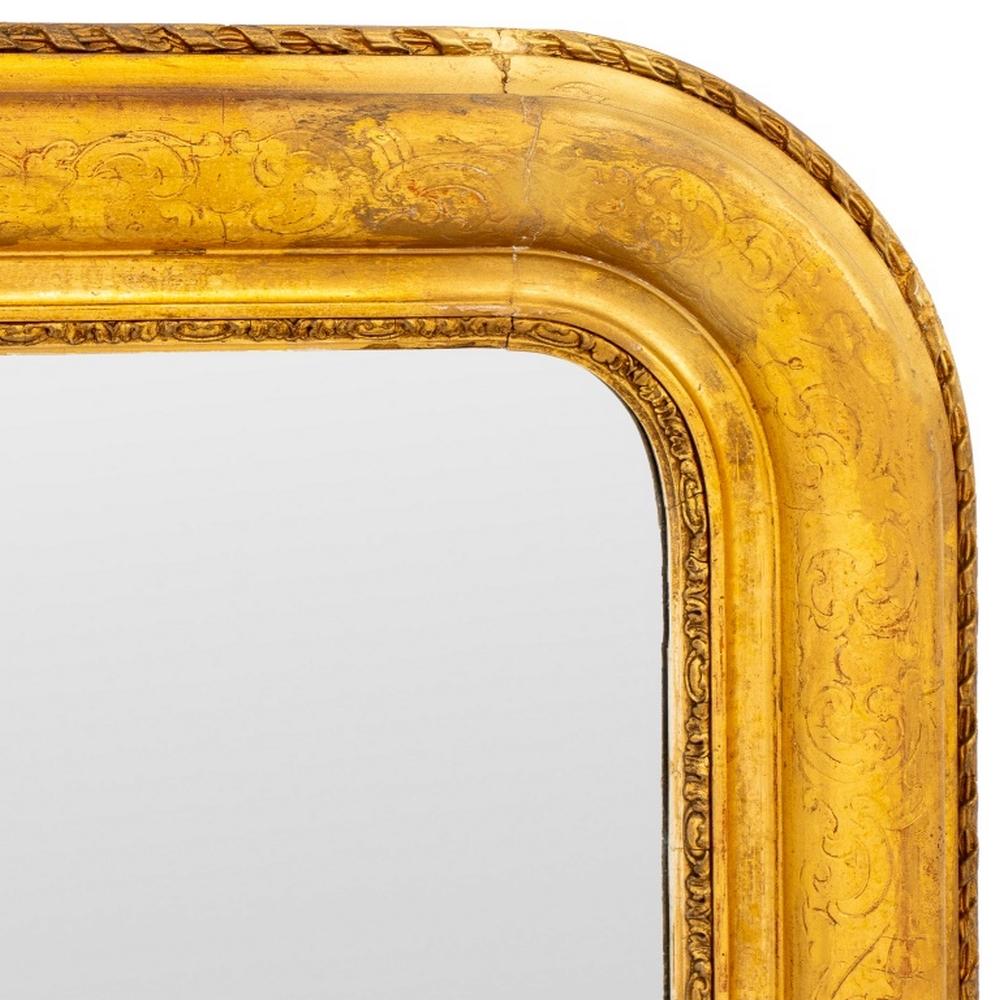 Louis Philippe Style Giltwood Mirror In Fair Condition For Sale In Astoria, NY