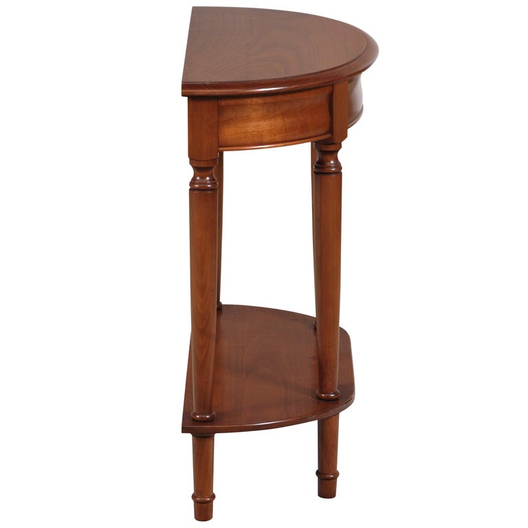 Louis Philippe Style Half-Moon Console Table in Cherry, Secret Drawer,  Shelf For Sale at 1stDibs