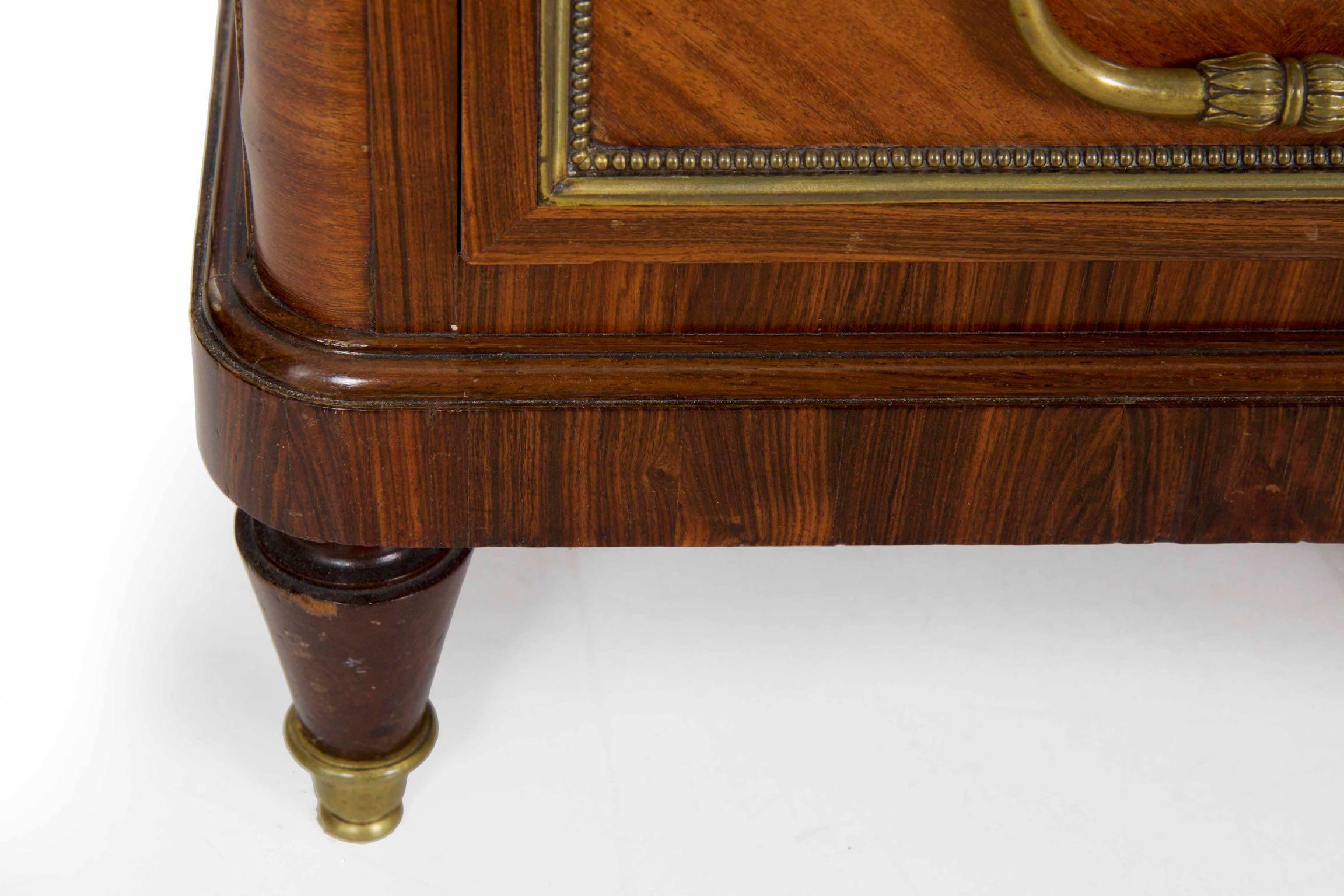 Louis Philippe Style Kingwood Black Leather Antique Pedestal Desk, 19th Century 9