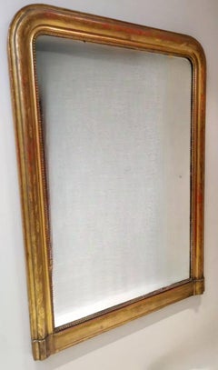 Louis Philippe Style Large French Wall Mirror With Gold Leaf Frame