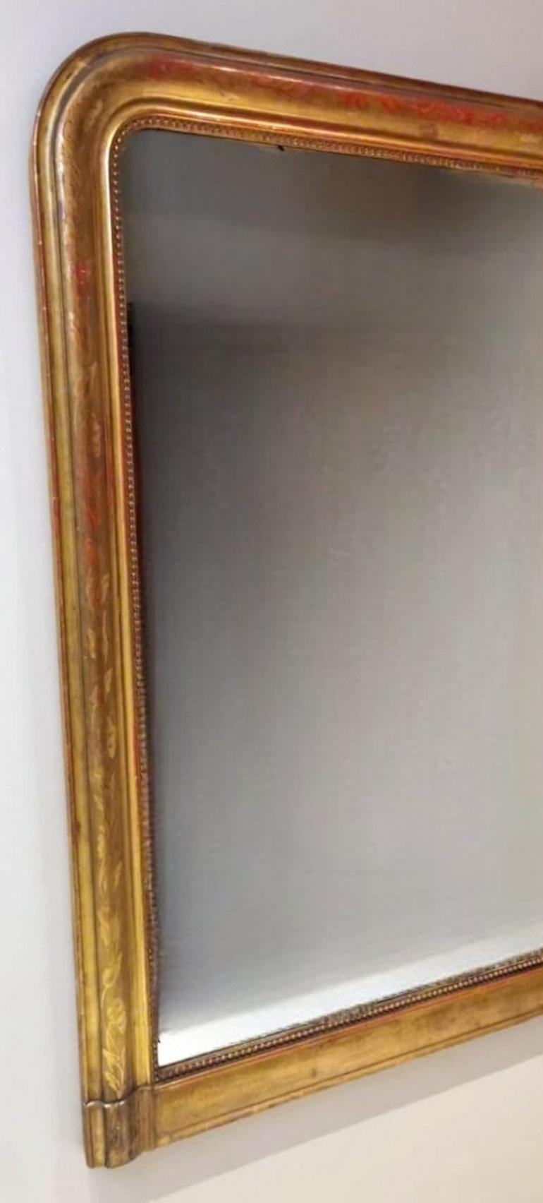 Louis Philippe Style Large French Wall Mirror With Gold Leaf Frame 2