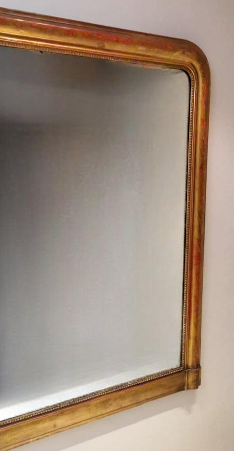 Louis Philippe Style Large French Wall Mirror With Gold Leaf Frame 3