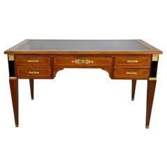 Louis Philippe Style Leather Top Desk With Side Pullouts and Gilt Accents