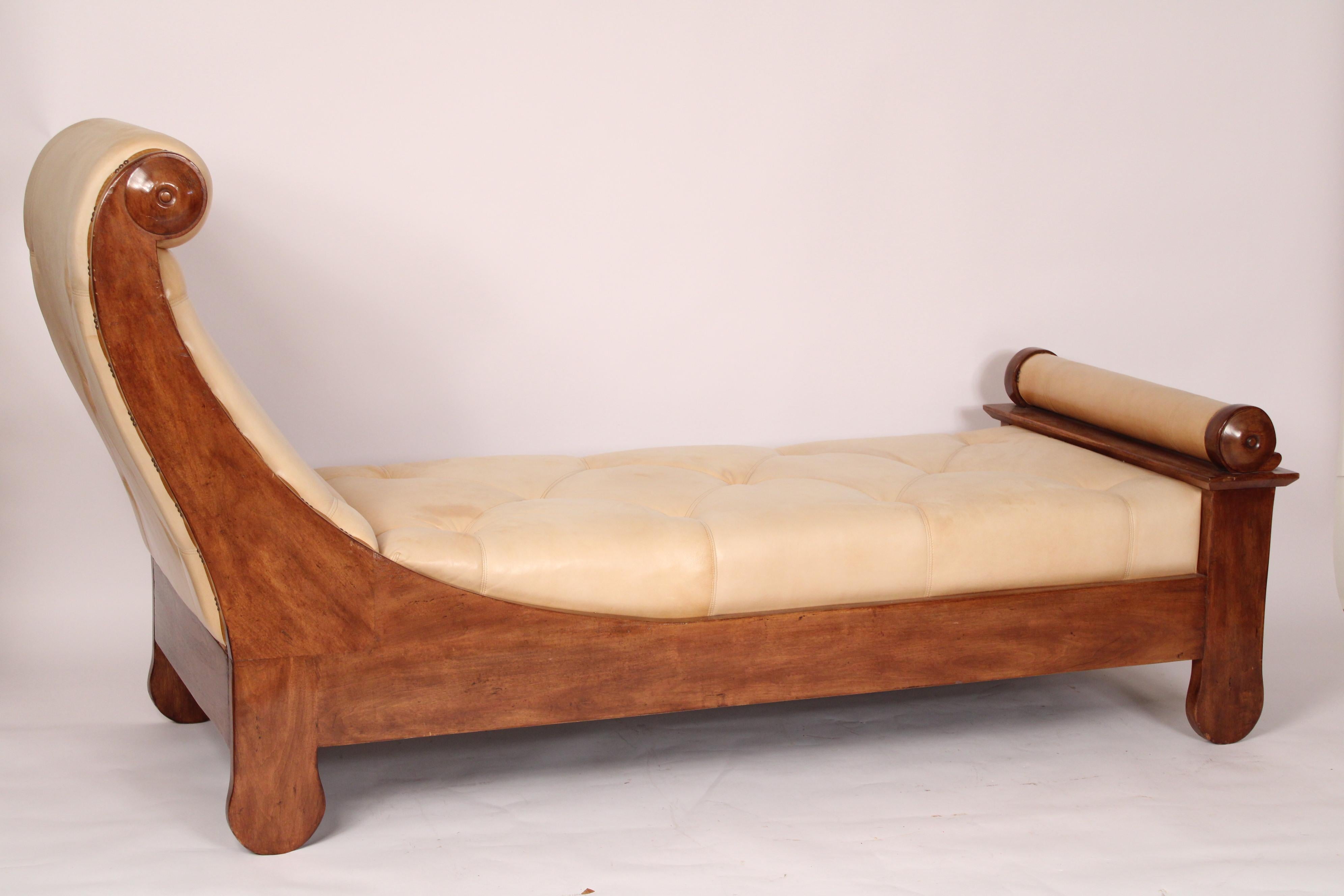 Unknown Louis Philippe Style Leather Upholstered Daybed For Sale