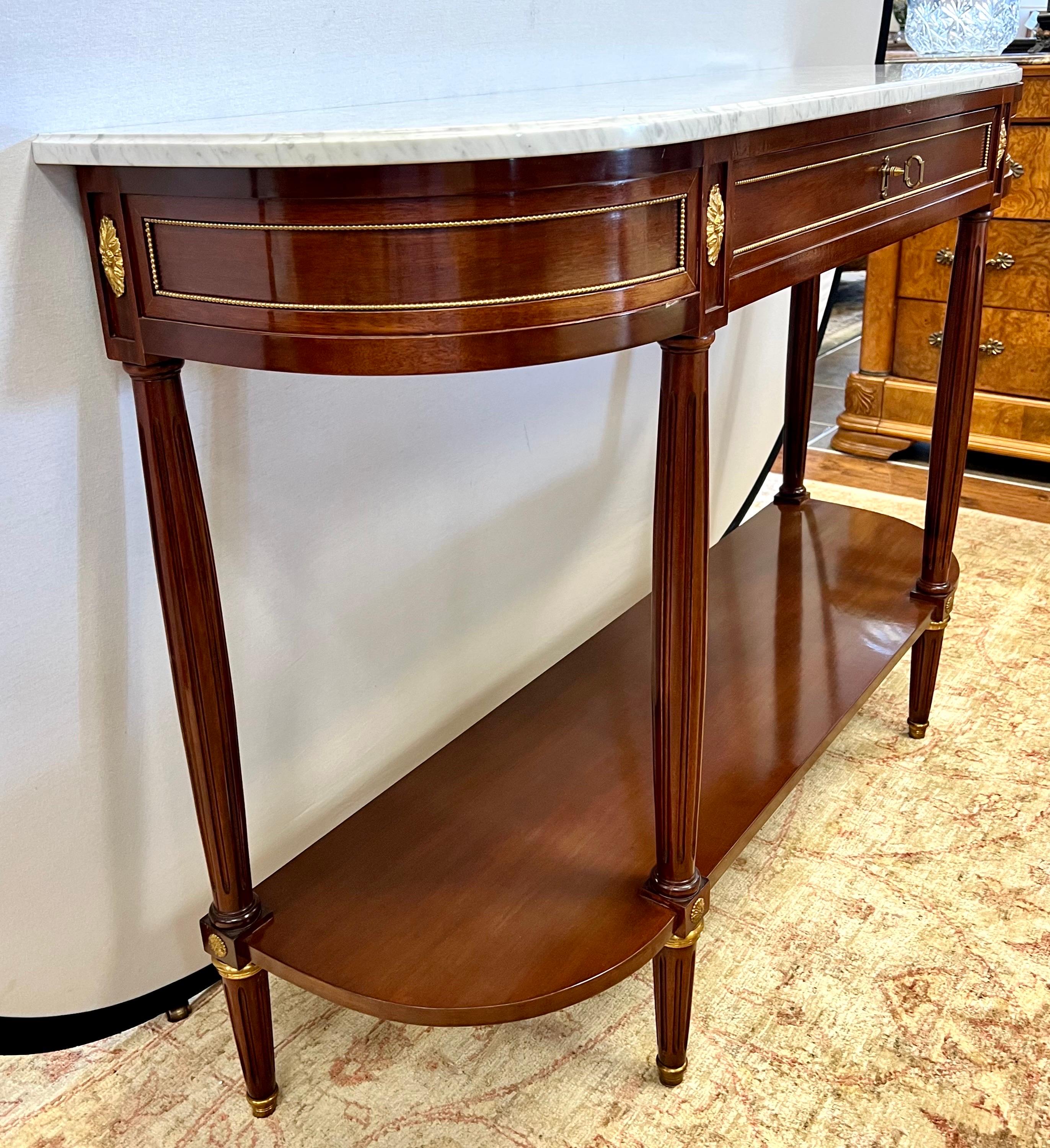 Louis Philippe Style Mahogany Marble Top Table Server Console Bar Buffet In Good Condition In West Hartford, CT