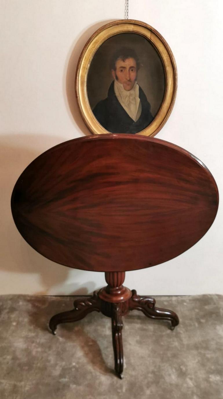Hand-Carved Louis Philippe Wood Sail Table Made in France For Sale