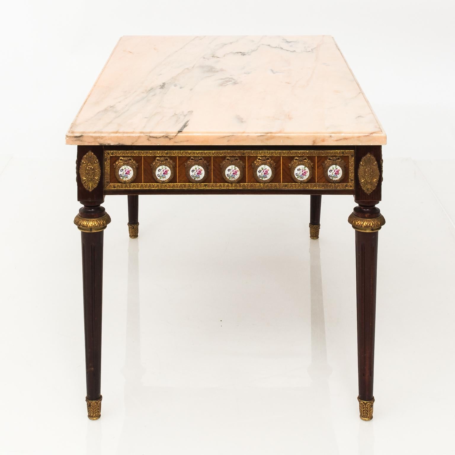 Bronze Louis Philippe Style Marble-Top Table For Sale