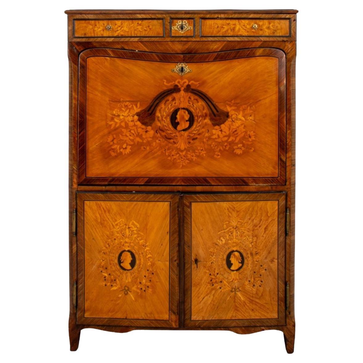 Louis Philippe Style Marquetry Secretaire, 19th Century